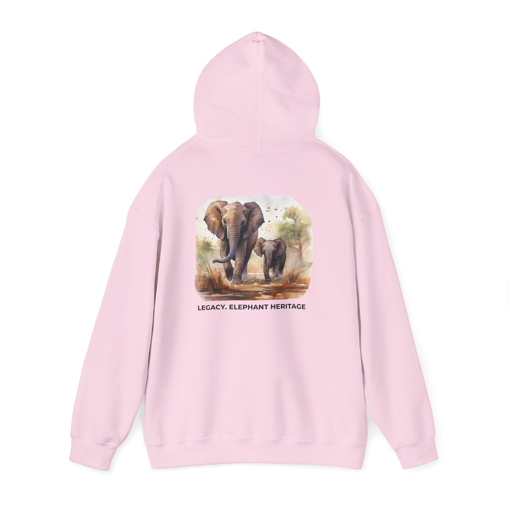 Elephant Heritage Hoodie — Wildlife Mom & Calf Graphic Sweatshirt