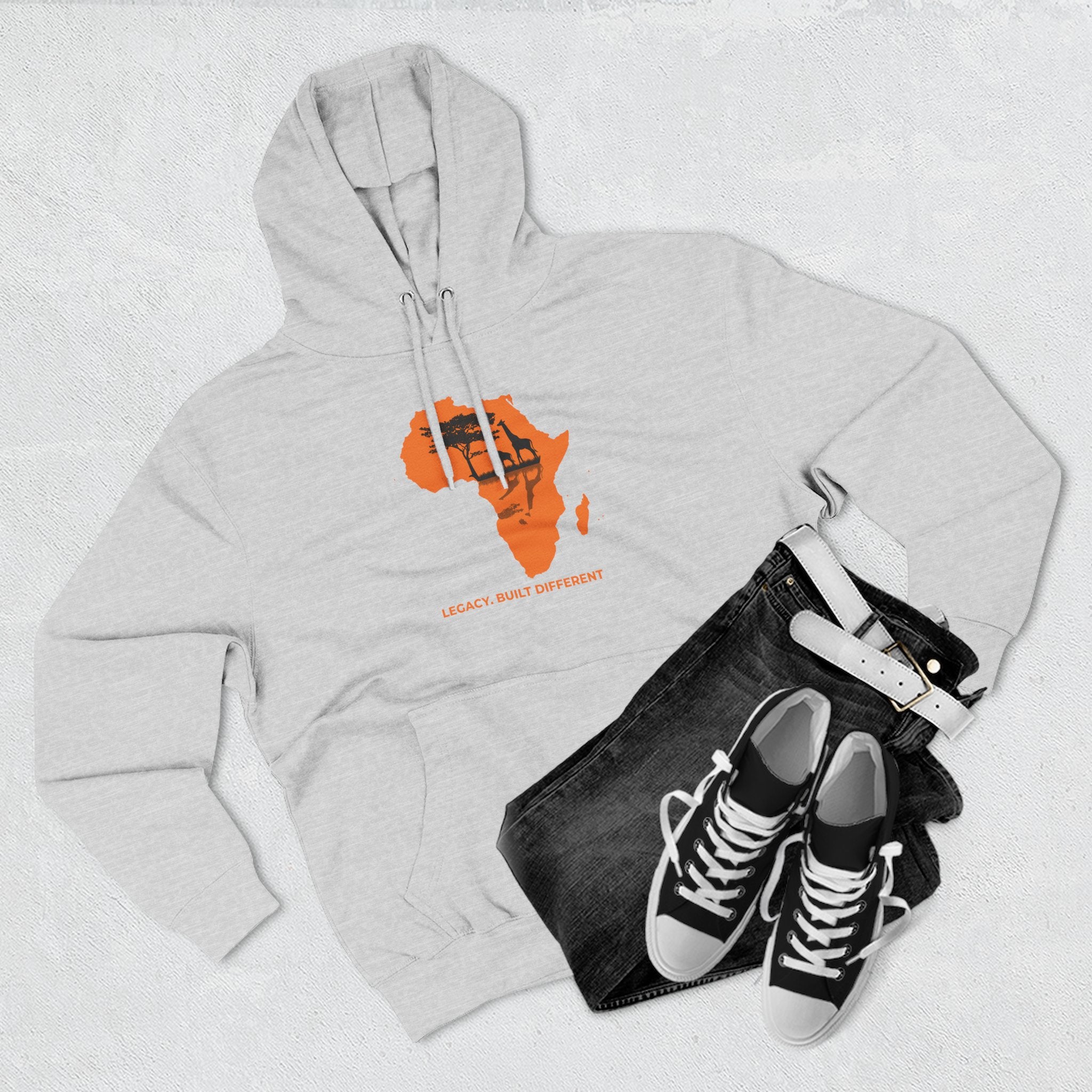 Africa Silhouette Hoodie — 'Legacy: Built Different' Graphic Pullover