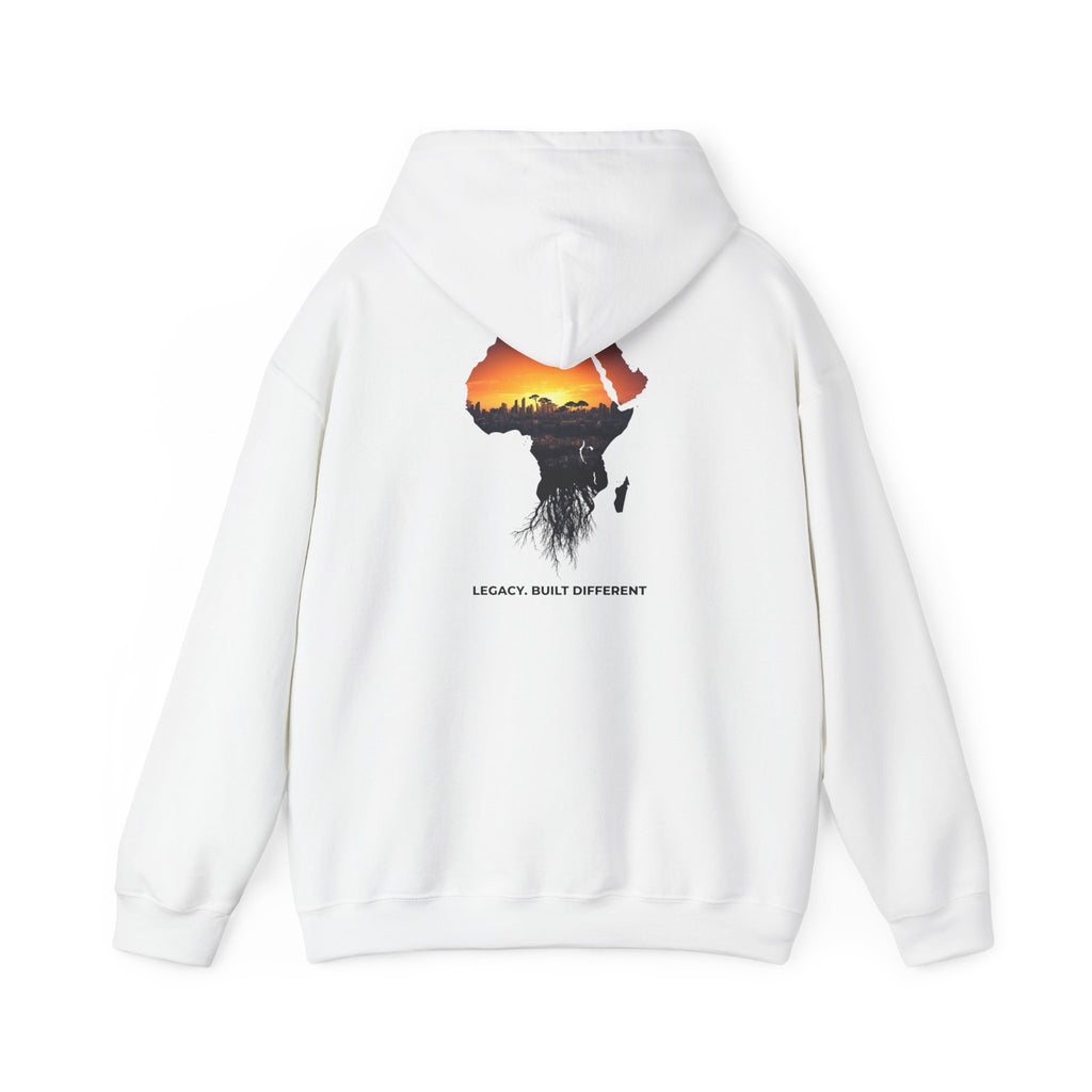 Africa Sunset Hoodie — "Legacy. Built Different." Graphic Pullover