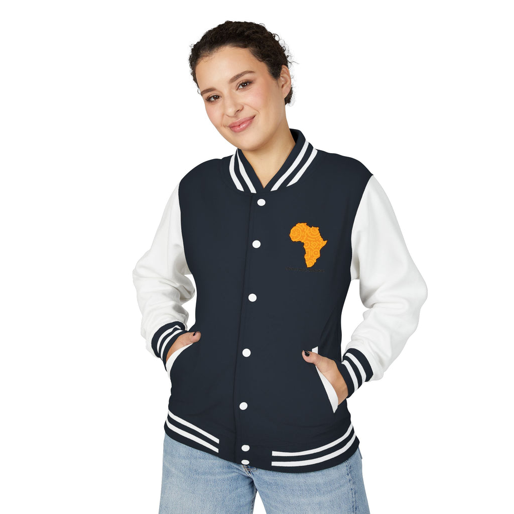 Africa Pattern Letterman Jacket — "Legacy. Built Different" Varsity Coat