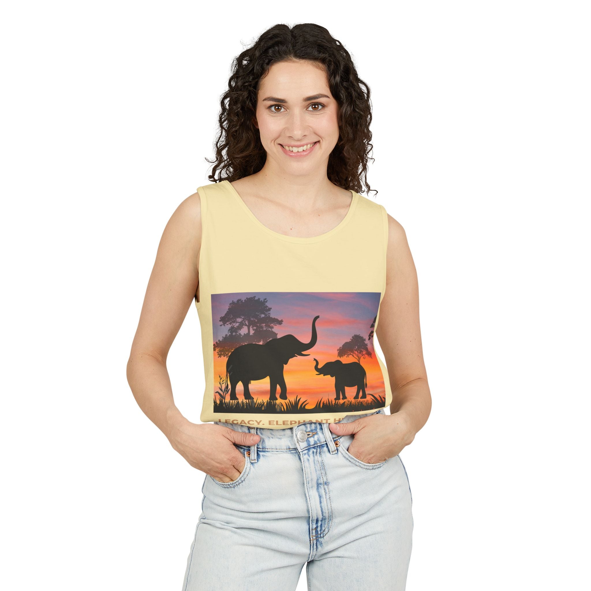 Elephant Sunset Tank Top — Mama & Baby Silhouette Beachwear