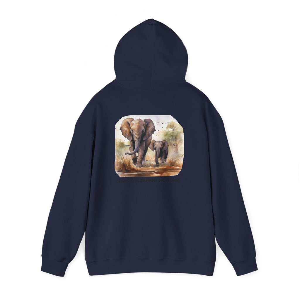 Elephant Heritage Hoodie — Wildlife Mom & Calf Graphic Sweatshirt