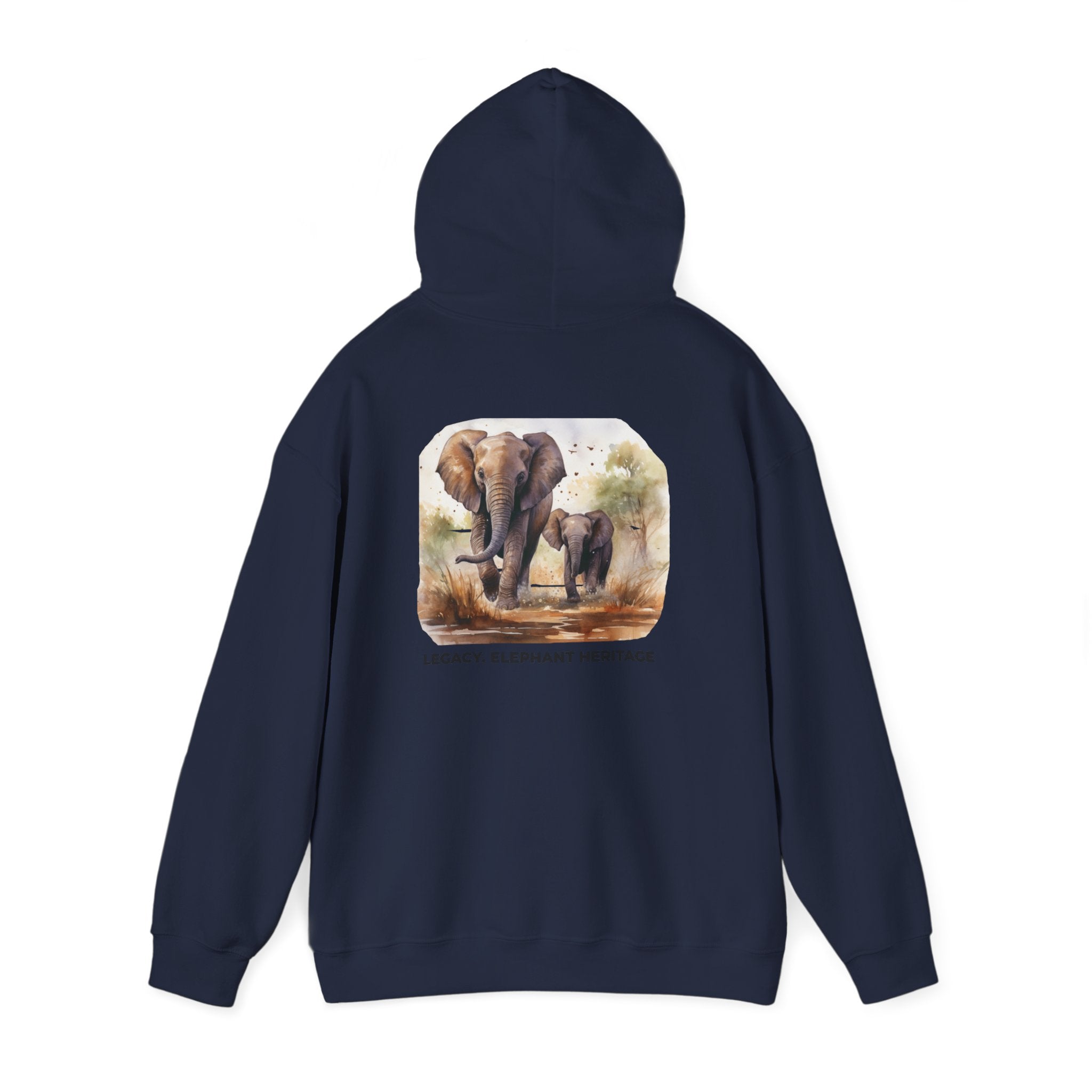 Elephant Heritage Hoodie — Wildlife Mom & Calf Graphic Sweatshirt