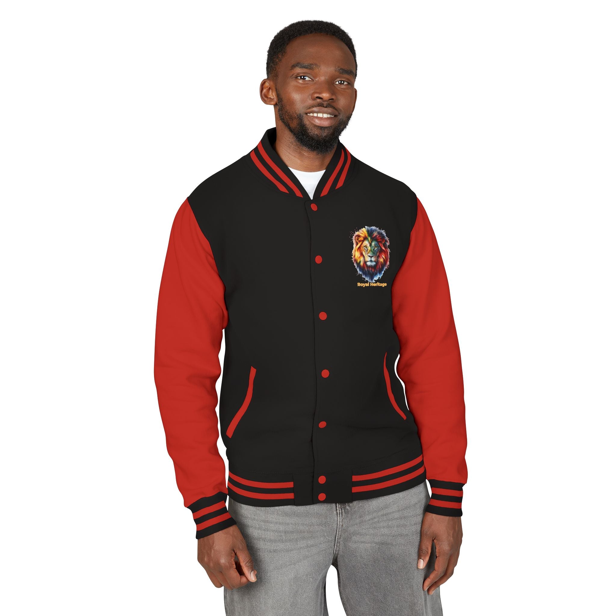 Lion Graphic Letterman Jacket — "Royal Heritage" Varsity Jacket