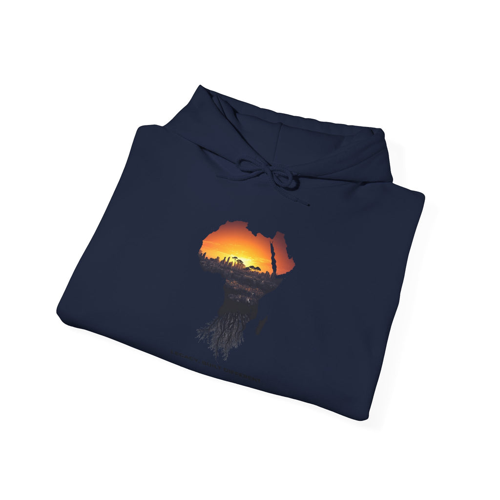 Africa Sunset Hoodie — "Legacy. Built Different." Graphic Pullover