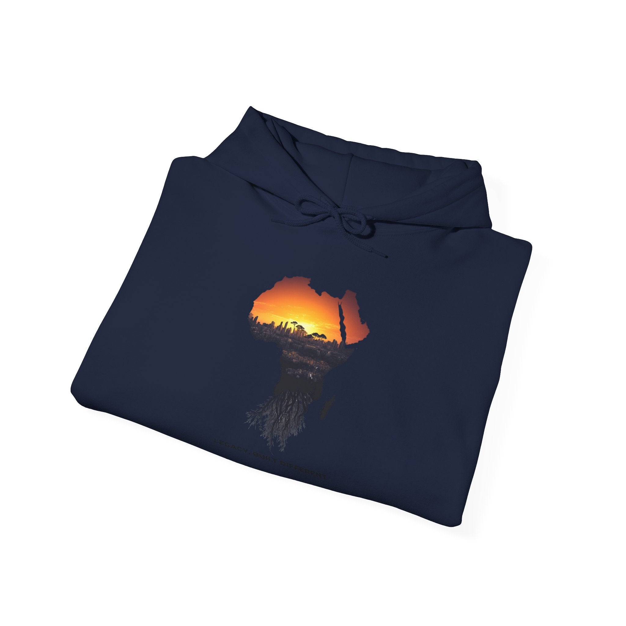 Africa Sunset Hoodie — "Legacy. Built Different." Graphic Pullover
