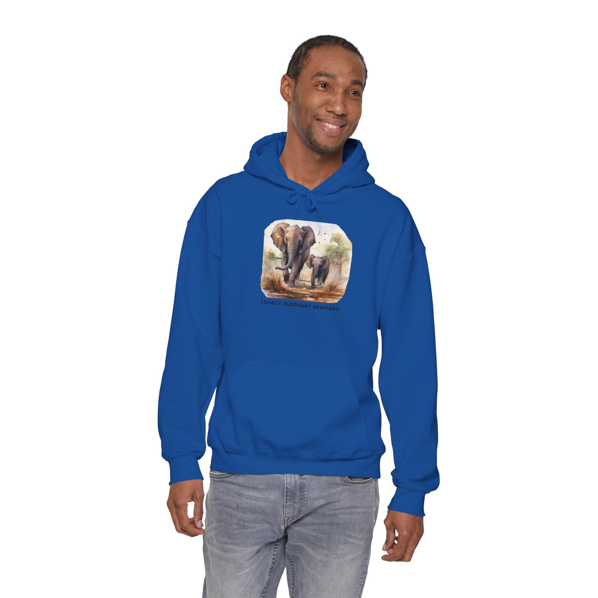 Elephant Heritage Hoodie — Wildlife Mom & Calf Graphic Sweatshirt