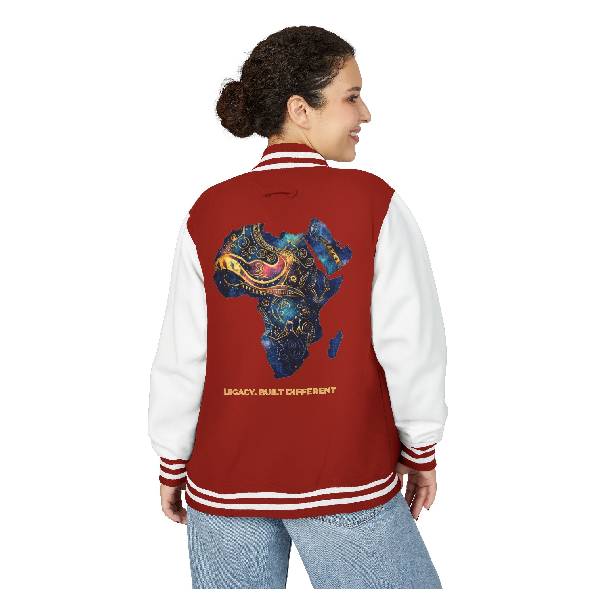 Africa Map Letterman Jacket — Colorful African Continent Graphic Bomber