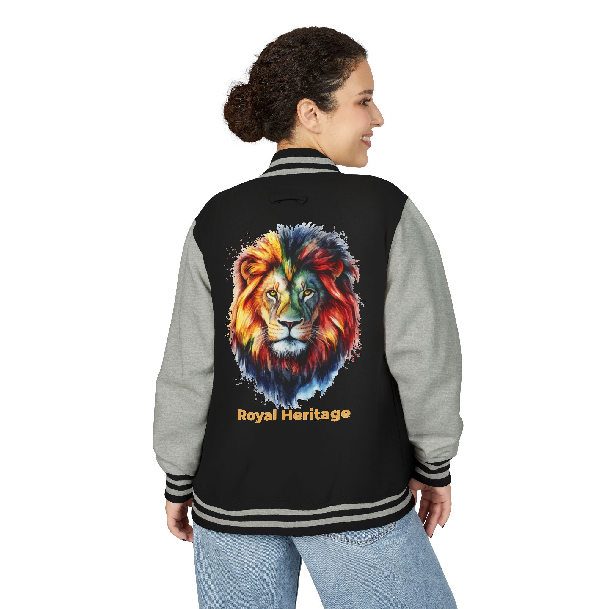 Lion Graphic Letterman Jacket — "Royal Heritage" Varsity Jacket