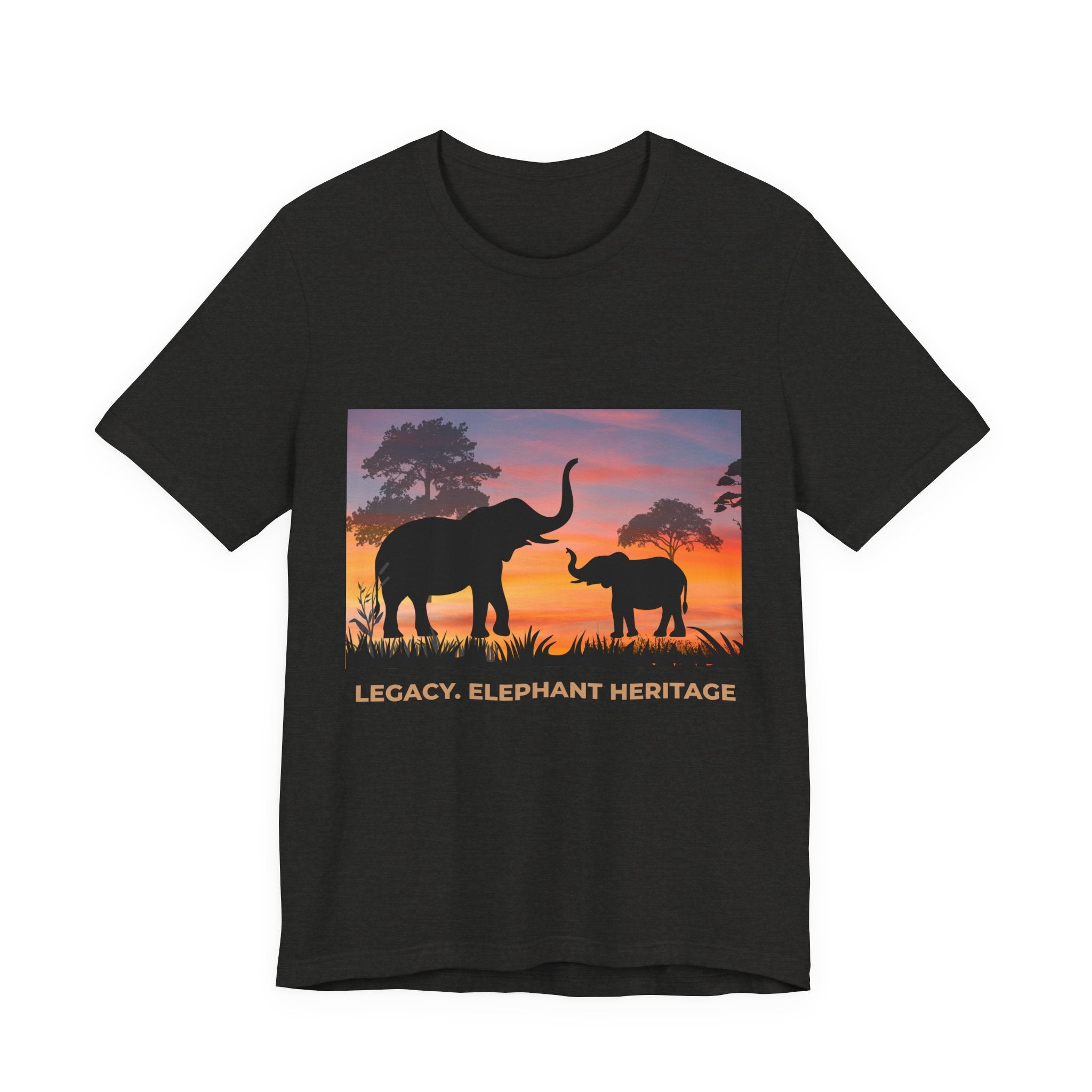 Elephant Sunset Tee — "Legacy, Elephant Heritage" Graphic T-Shirt