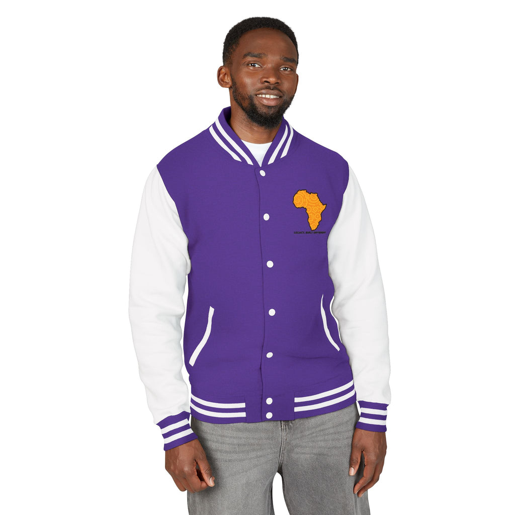 Africa Pattern Letterman Jacket — "Legacy. Built Different" Varsity Coat