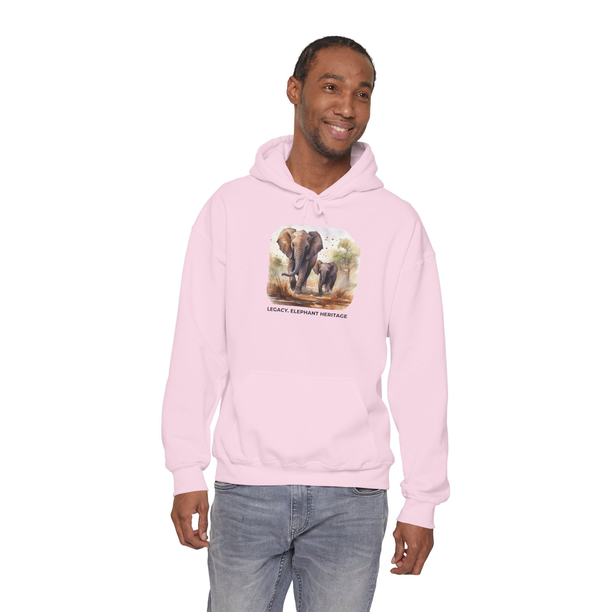 Elephant Heritage Hoodie — Wildlife Mom & Calf Graphic Sweatshirt