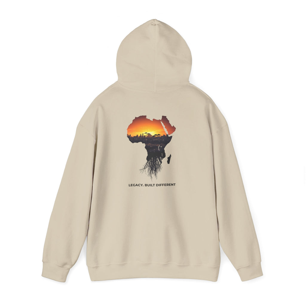 Africa Sunset Hoodie — "Legacy. Built Different." Graphic Pullover