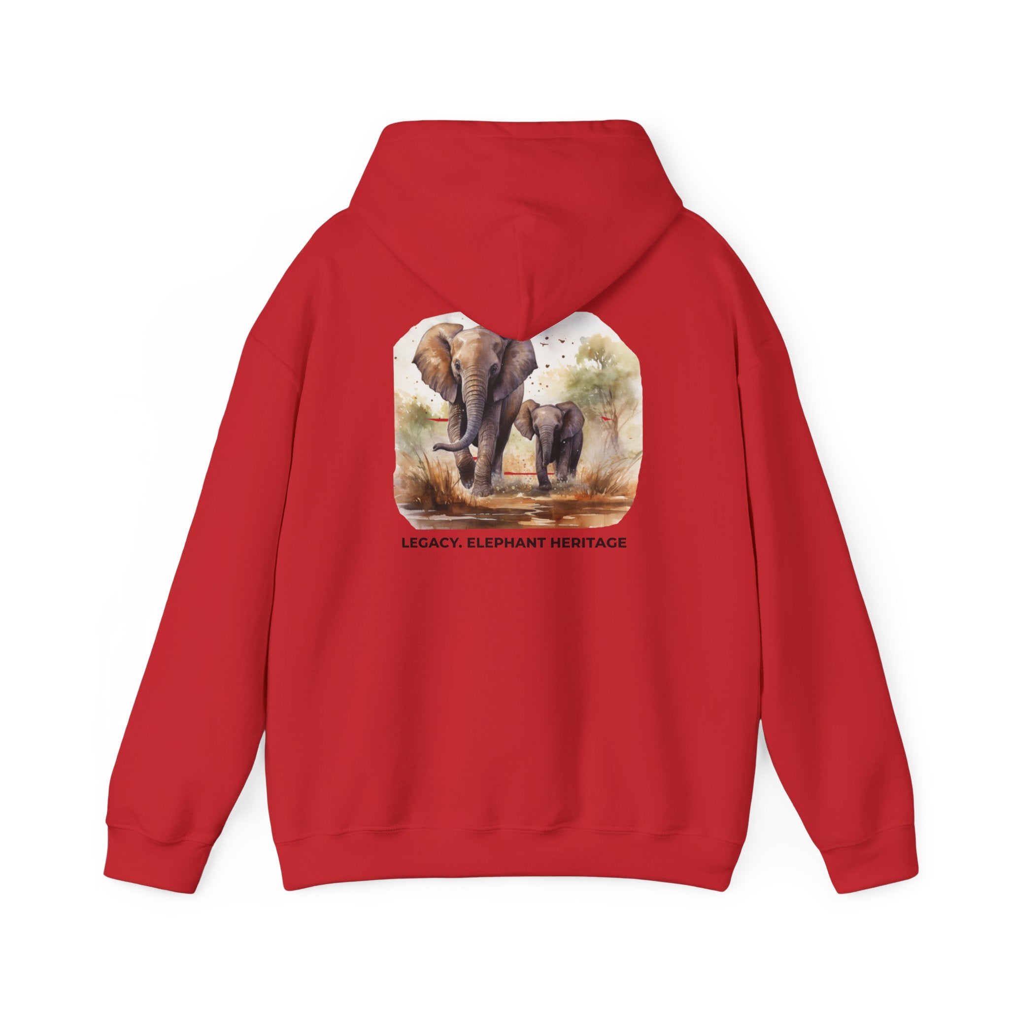 Elephant Heritage Hoodie — Wildlife Mom & Calf Graphic Sweatshirt
