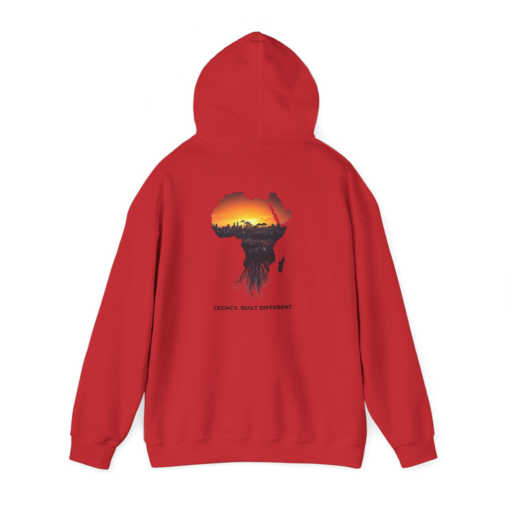 Africa Sunset Hoodie — "Legacy. Built Different." Graphic Pullover