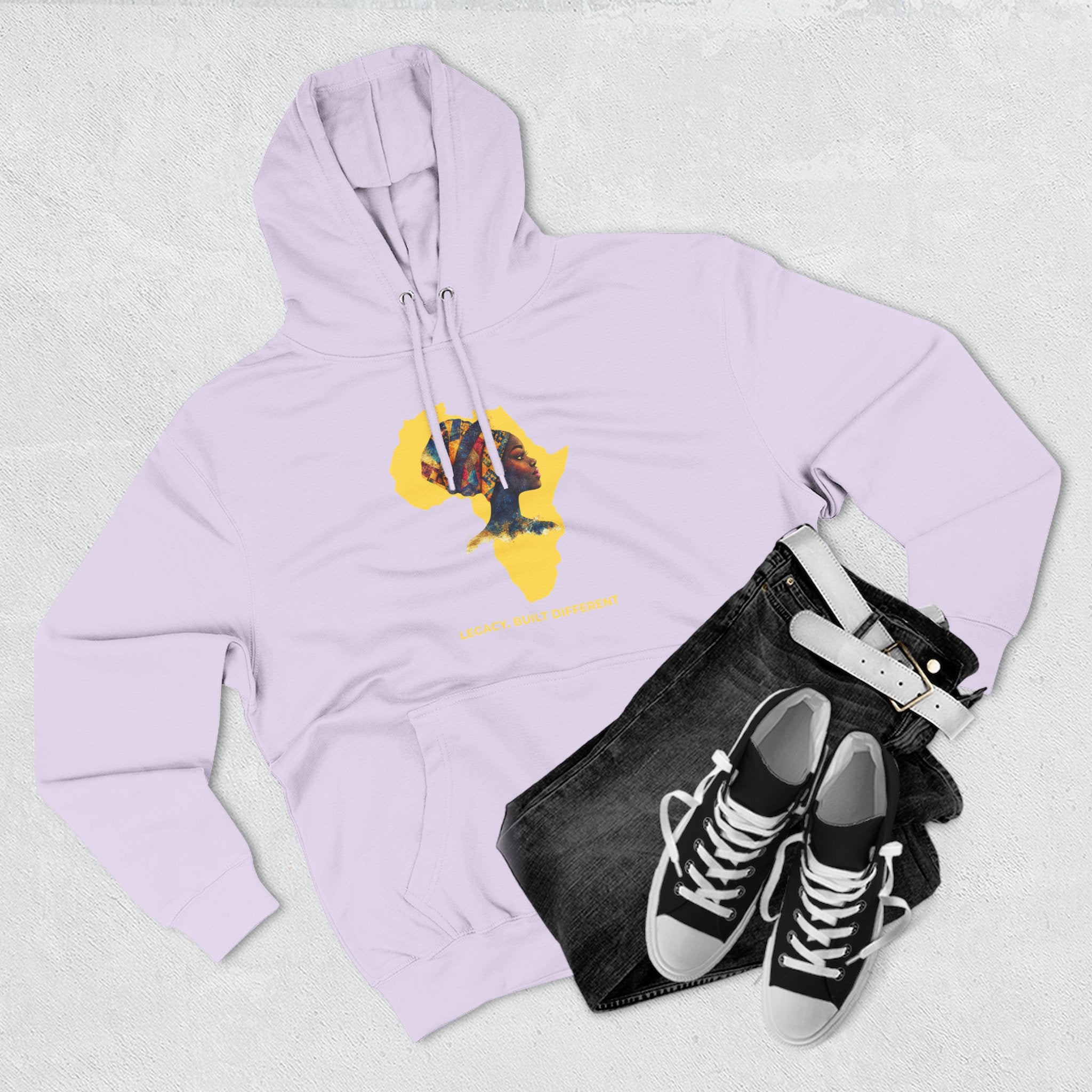 Hoodie — African Profile Art on Yellow Africa Silhouette (Legacy, Beauty, Empowerment)