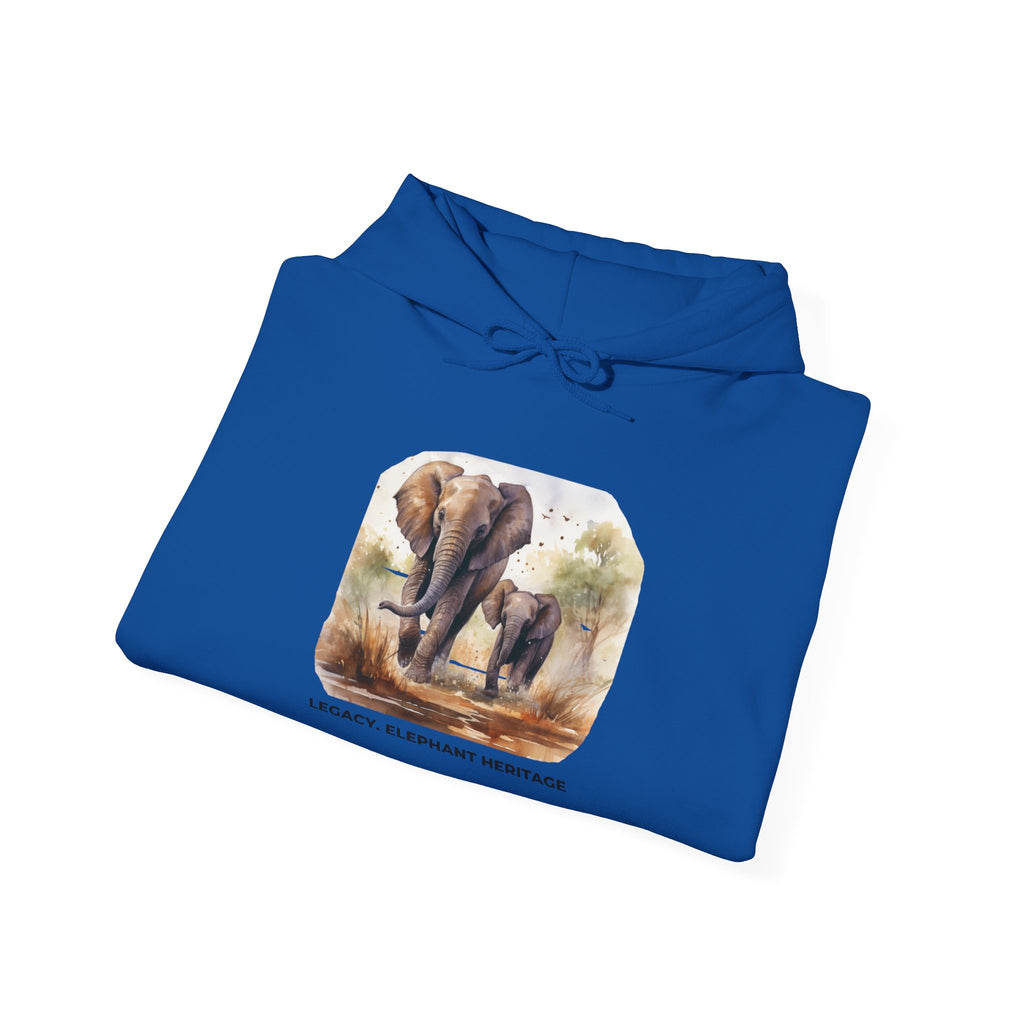 Elephant Heritage Hoodie — Wildlife Mom & Calf Graphic Sweatshirt