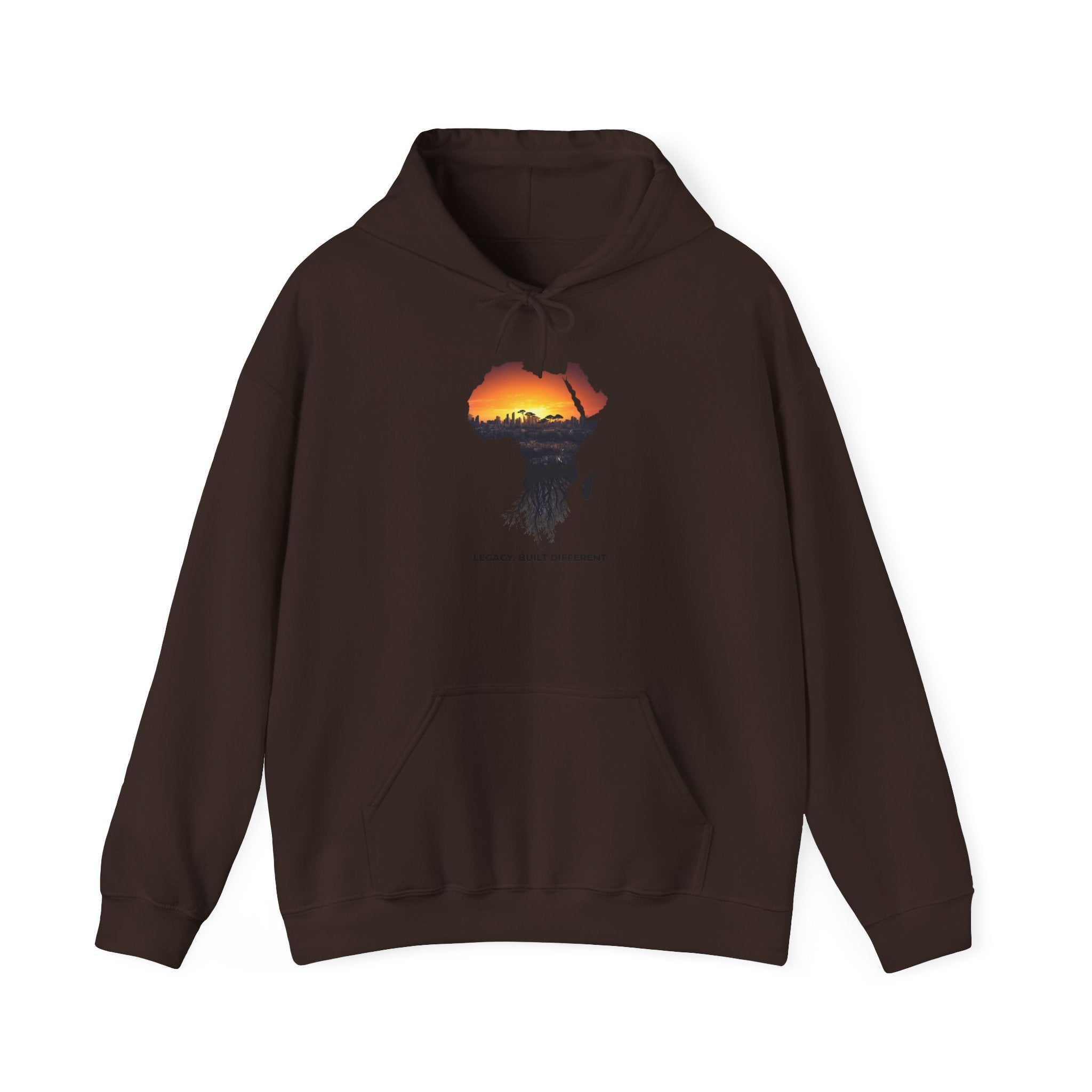 Africa Sunset Hoodie — "Legacy. Built Different." Graphic Pullover