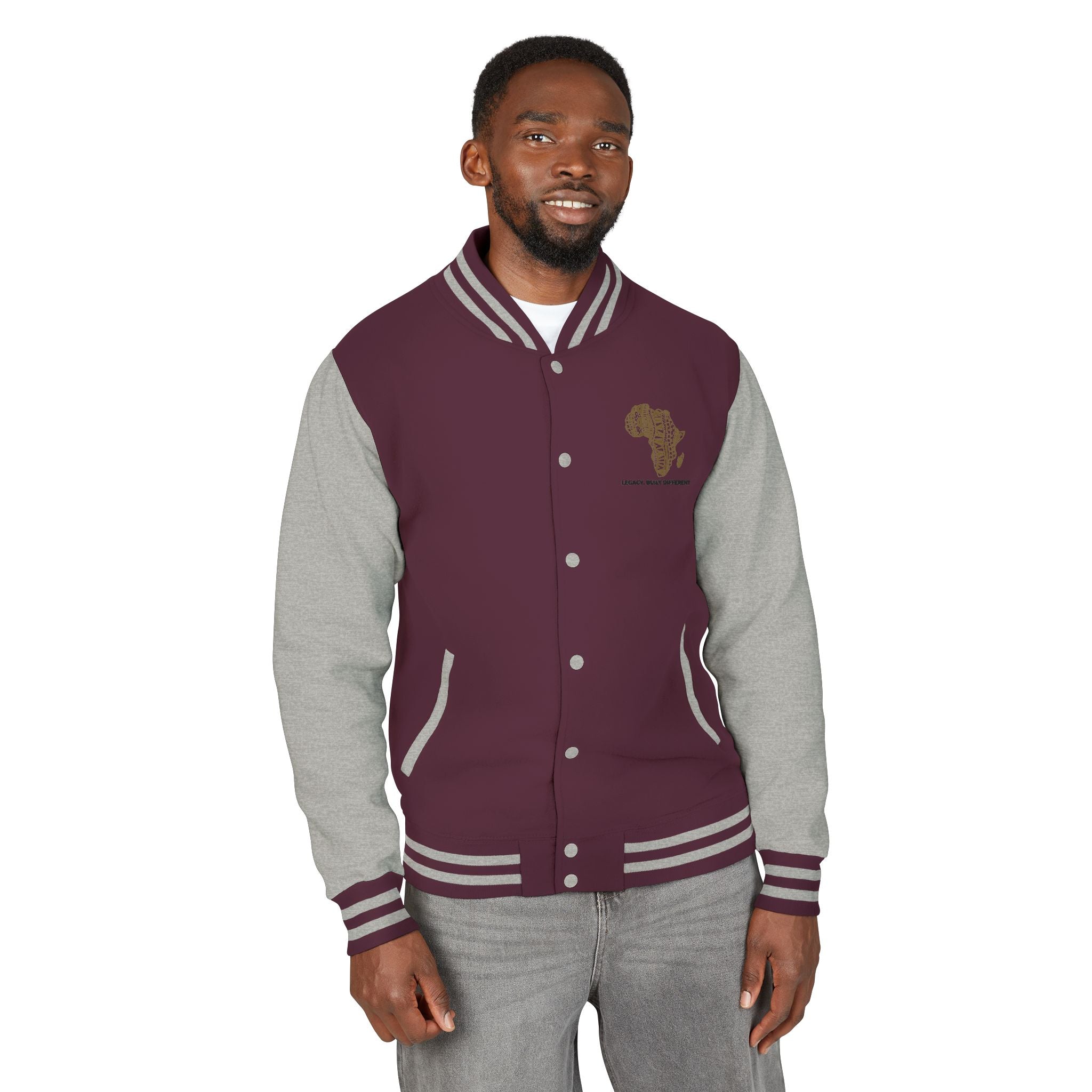 Letterman Jacket — African Pattern Map "Legacy. Built Different"