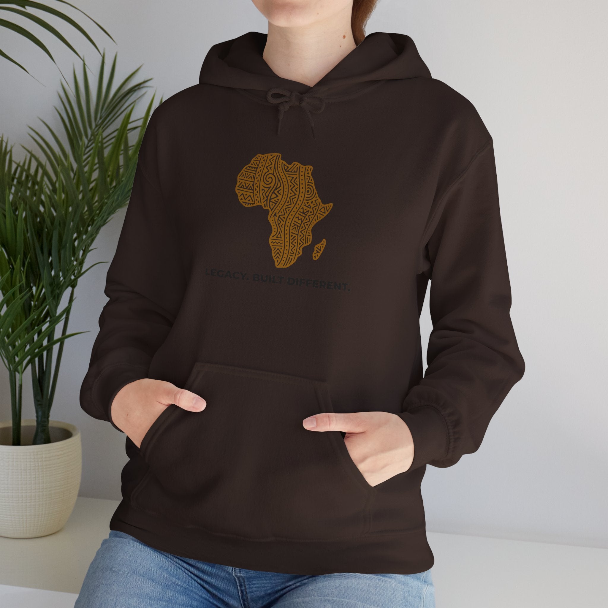 Africa Map Hoodie — 'Legacy. Built Different.' Cultural Pattern Pullover