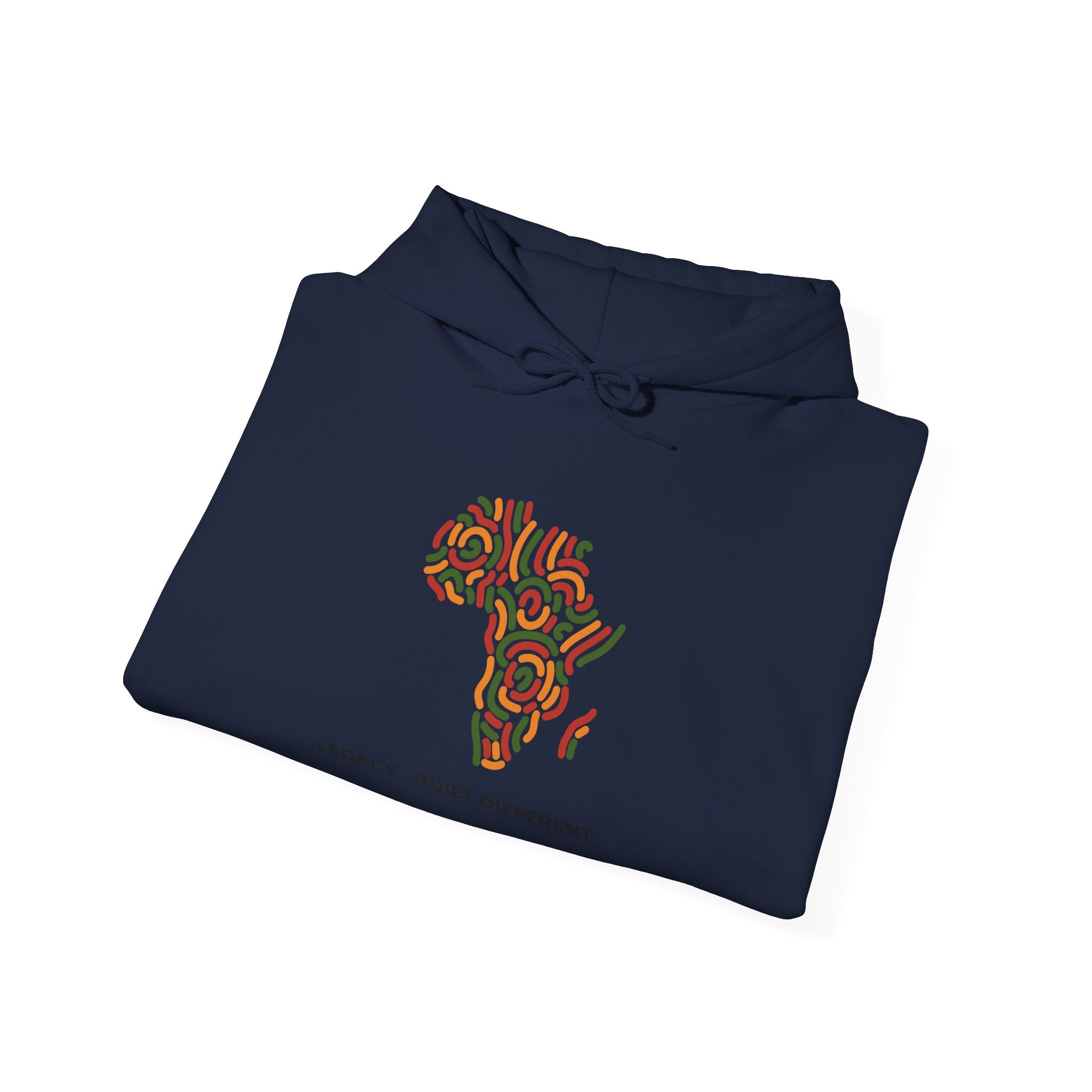 Africa Pattern Hoodie — "Legacy: Built Different" Graphic Sweatshirt