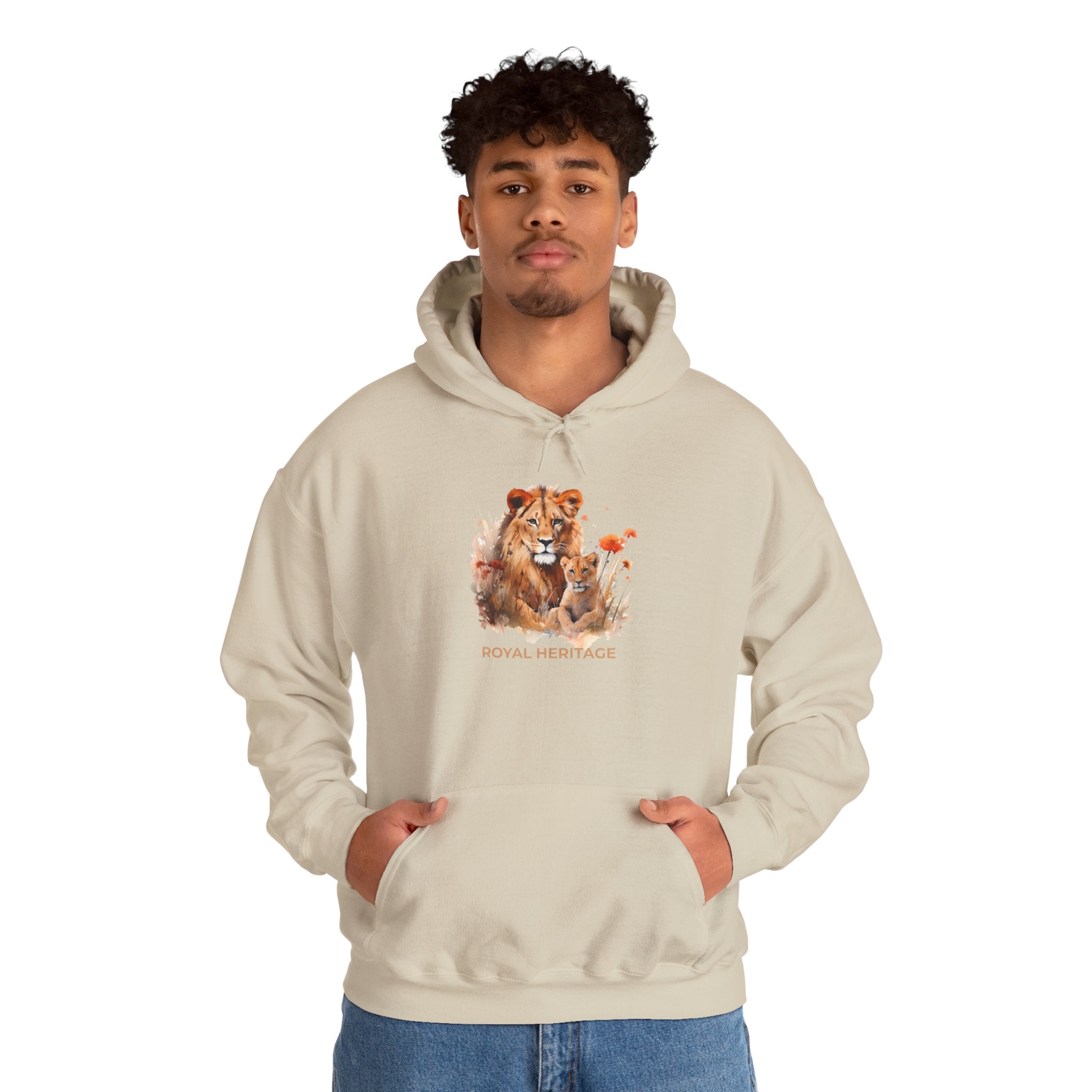 Hoodie — 'Royal Heritage' Lion & Cub Graphic Pullover
