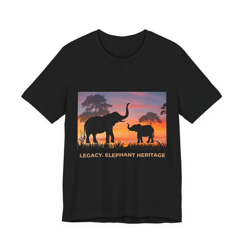 Elephant Sunset Tee — "Legacy, Elephant Heritage" Graphic T-Shirt