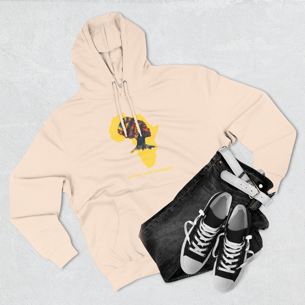 Hoodie — African Profile Art on Yellow Africa Silhouette (Legacy, Beauty, Empowerment)