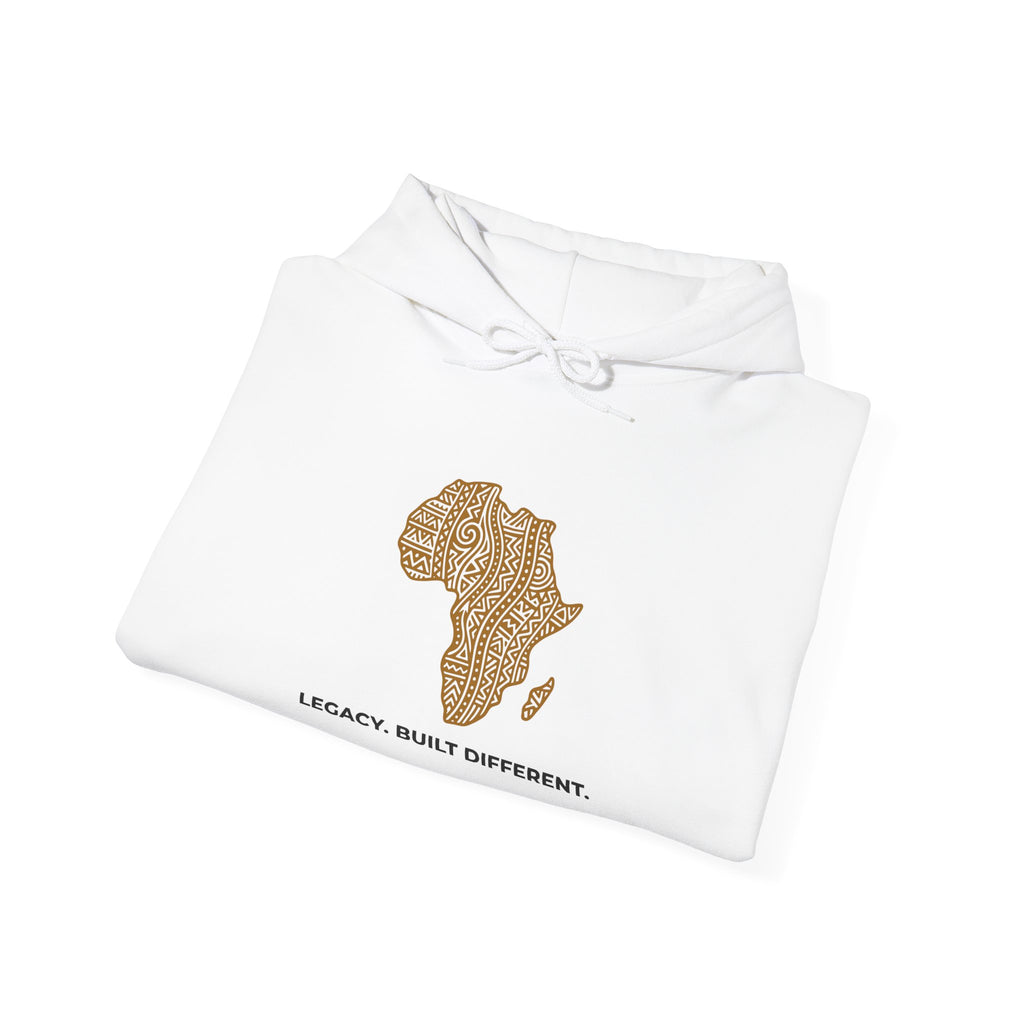 Africa Map Hoodie — 'Legacy. Built Different.' Cultural Pattern Pullover