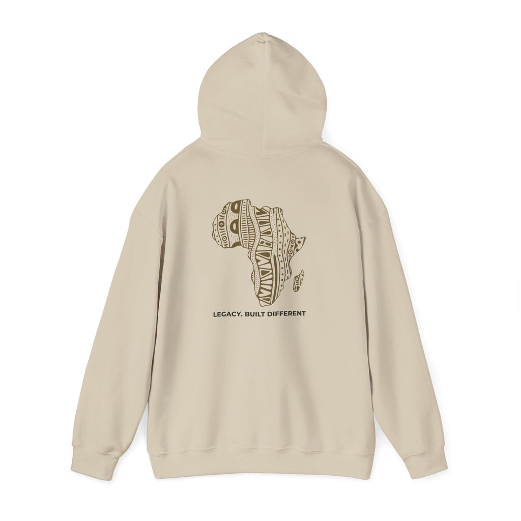 Africa Pattern Hoodie — "Legacy. Built Different." Graphic Sweatshirt