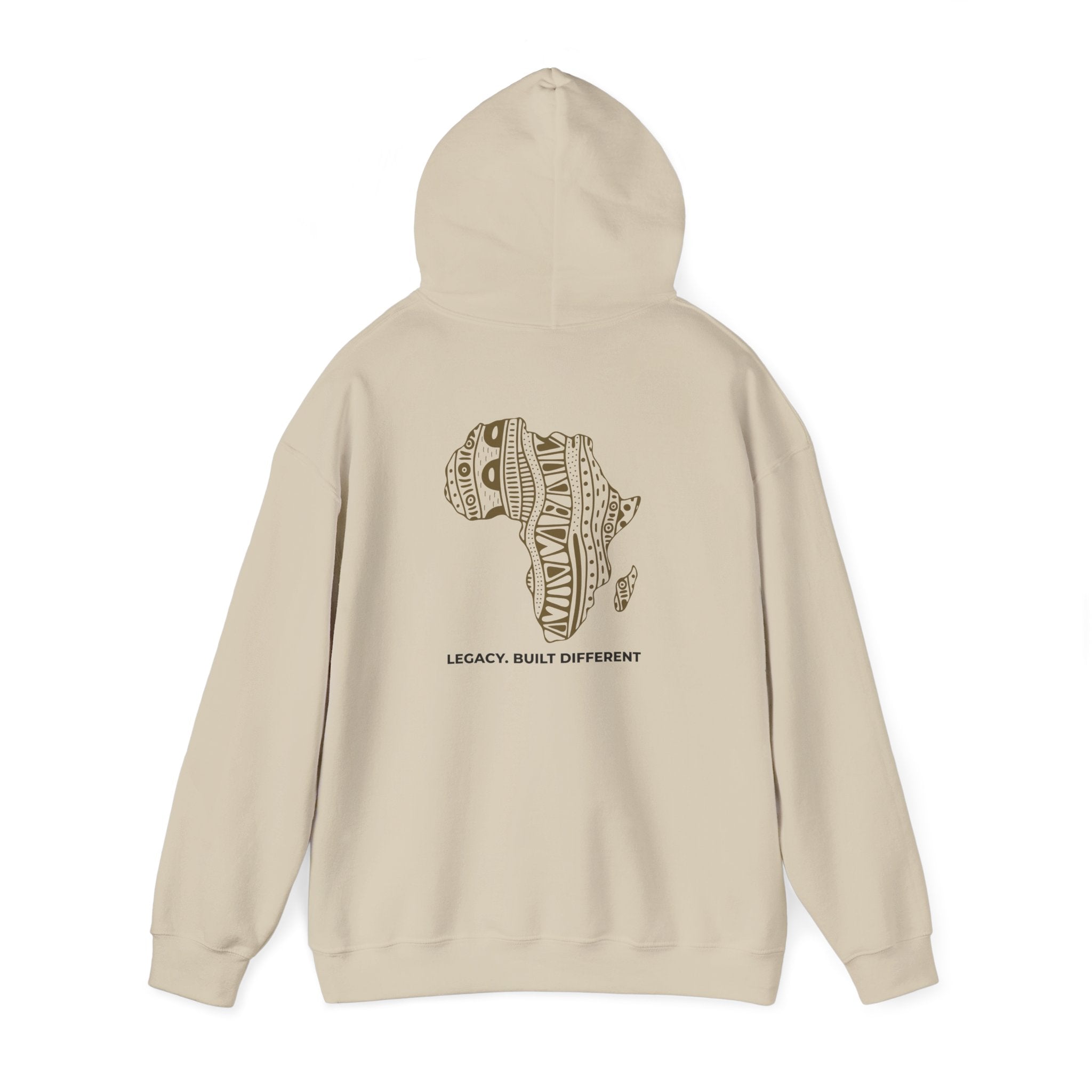 Africa Pattern Hoodie — "Legacy. Built Different." Graphic Sweatshirt