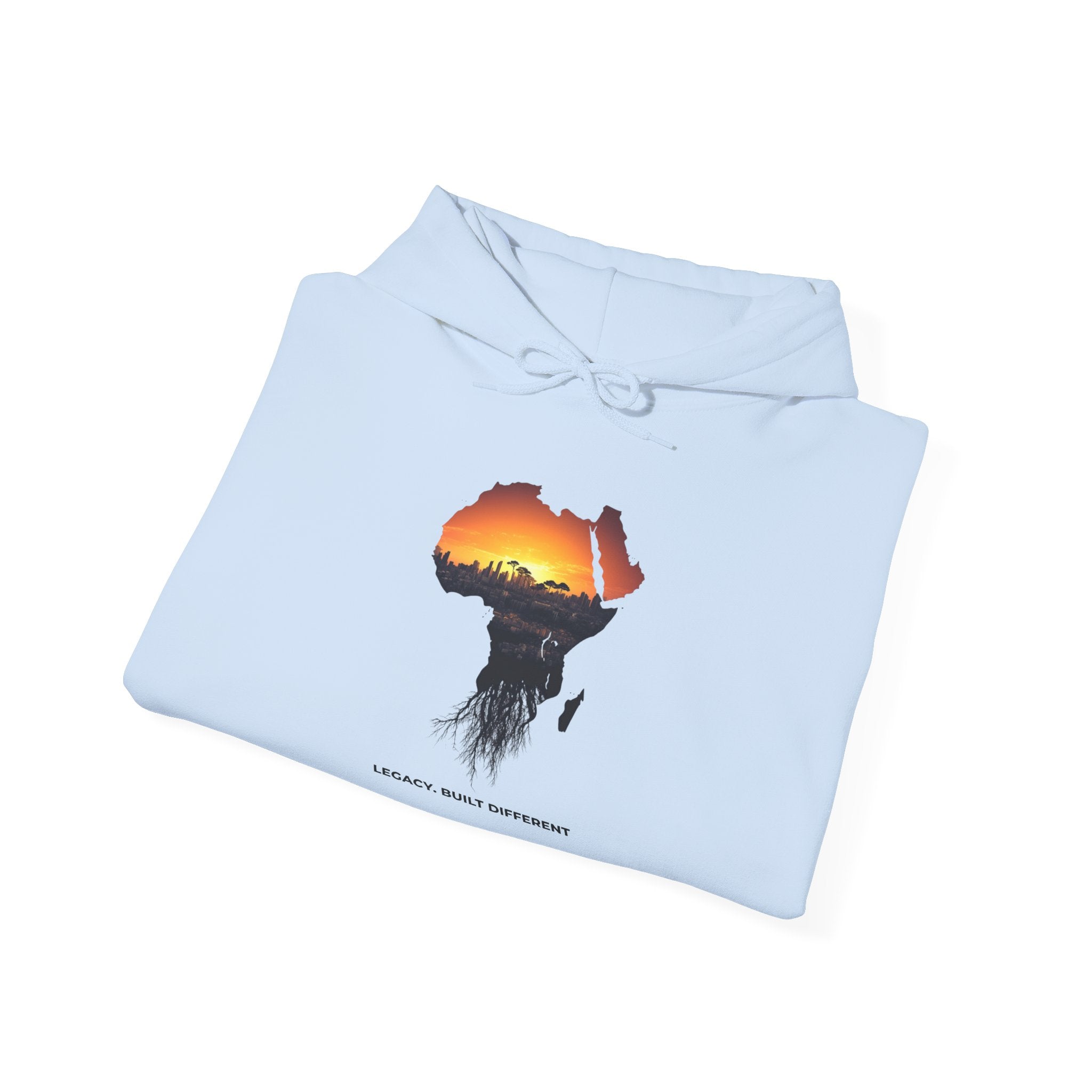 Africa Sunset Hoodie — "Legacy. Built Different." Graphic Pullover