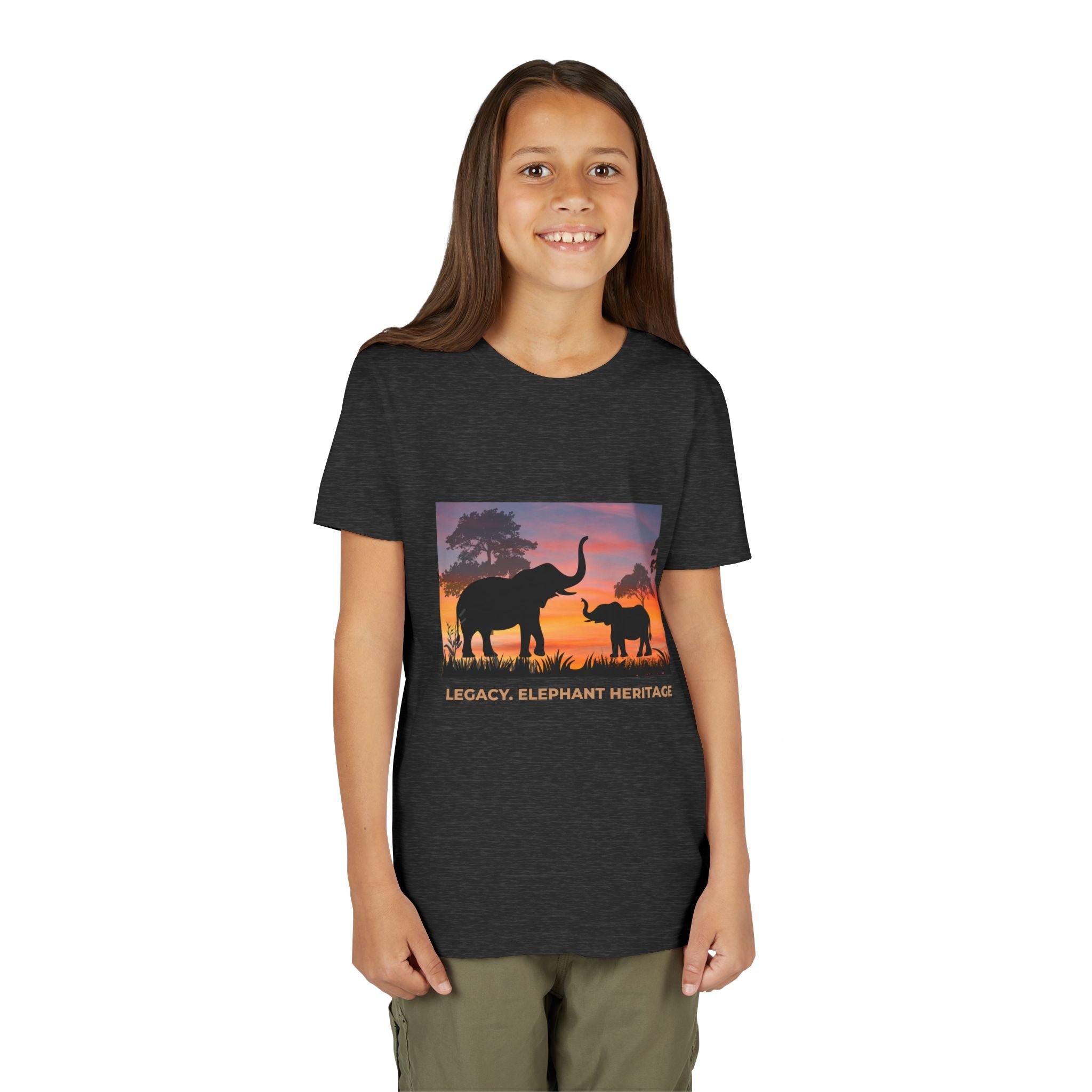 Youth Elephant Sunset Tee — 'Legacy, Love & Heritage' Kids Shirt