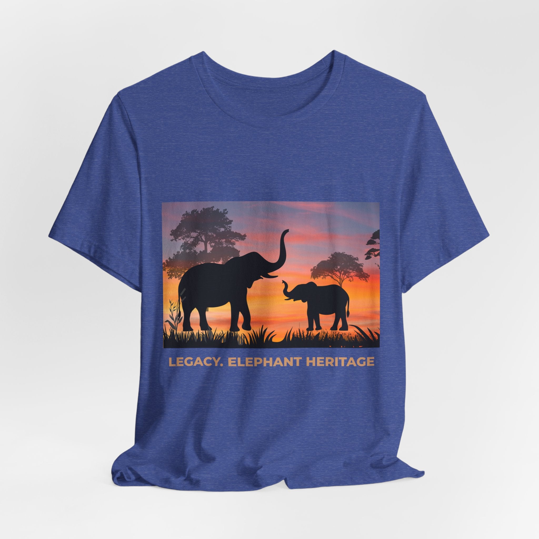 Elephant Sunset Tee — "Legacy, Elephant Heritage" Graphic T-Shirt