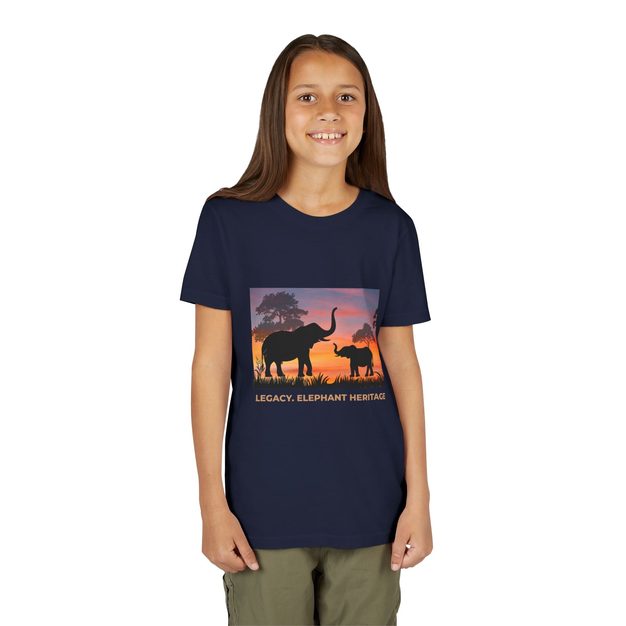 Youth Elephant Sunset Tee — 'Legacy, Love & Heritage' Kids Shirt