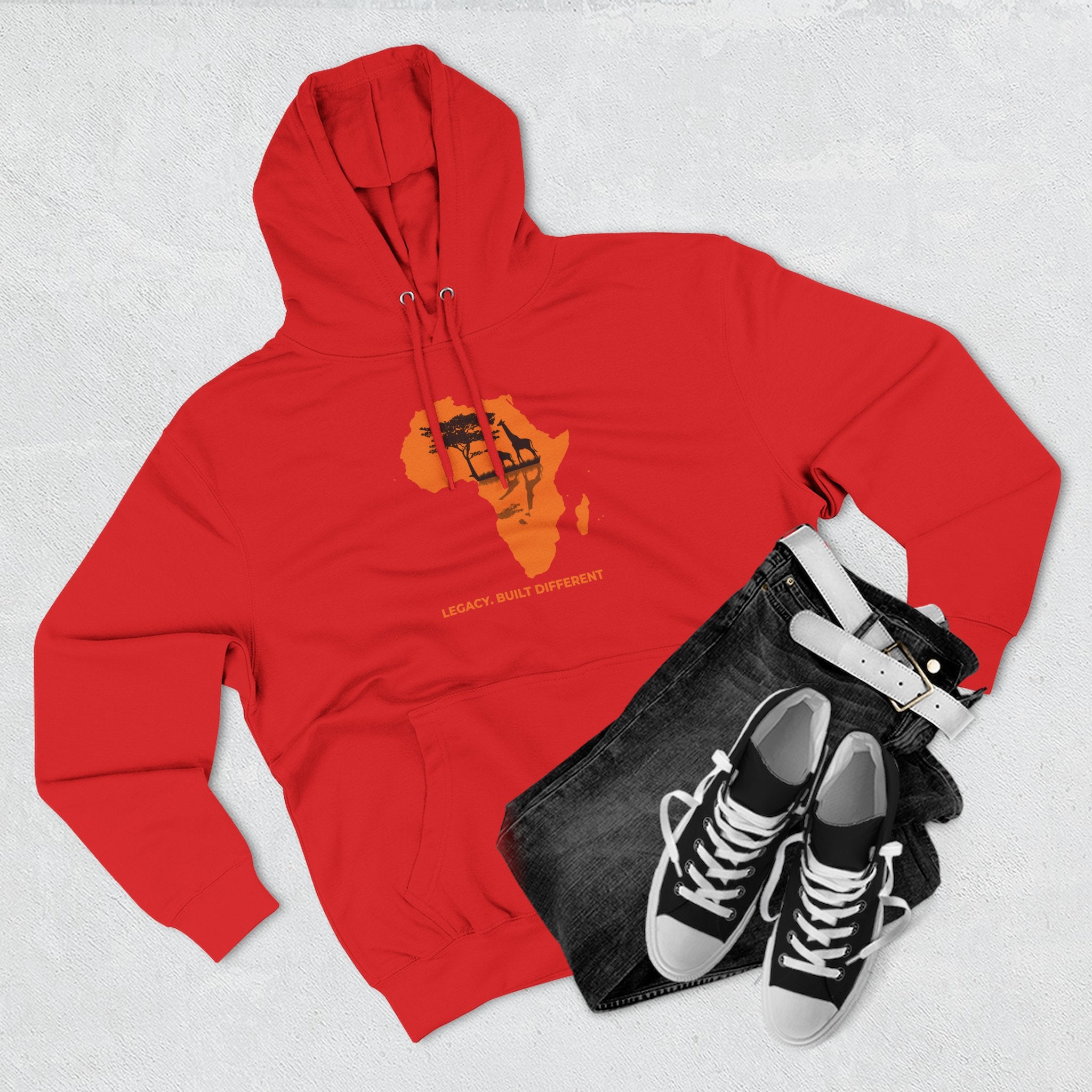 Africa Silhouette Hoodie — 'Legacy: Built Different' Graphic Pullover