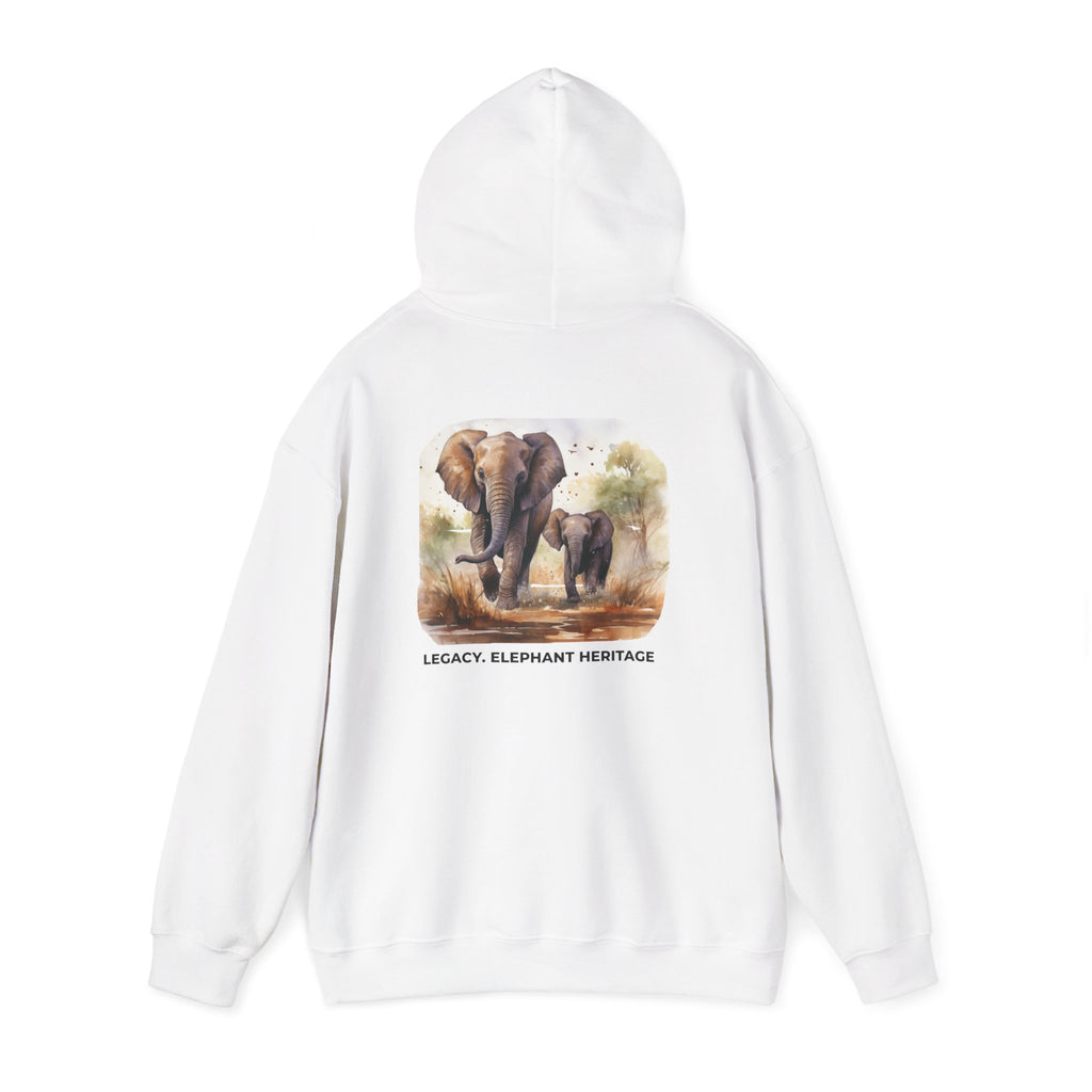 Elephant Heritage Hoodie — Wildlife Mom & Calf Graphic Sweatshirt