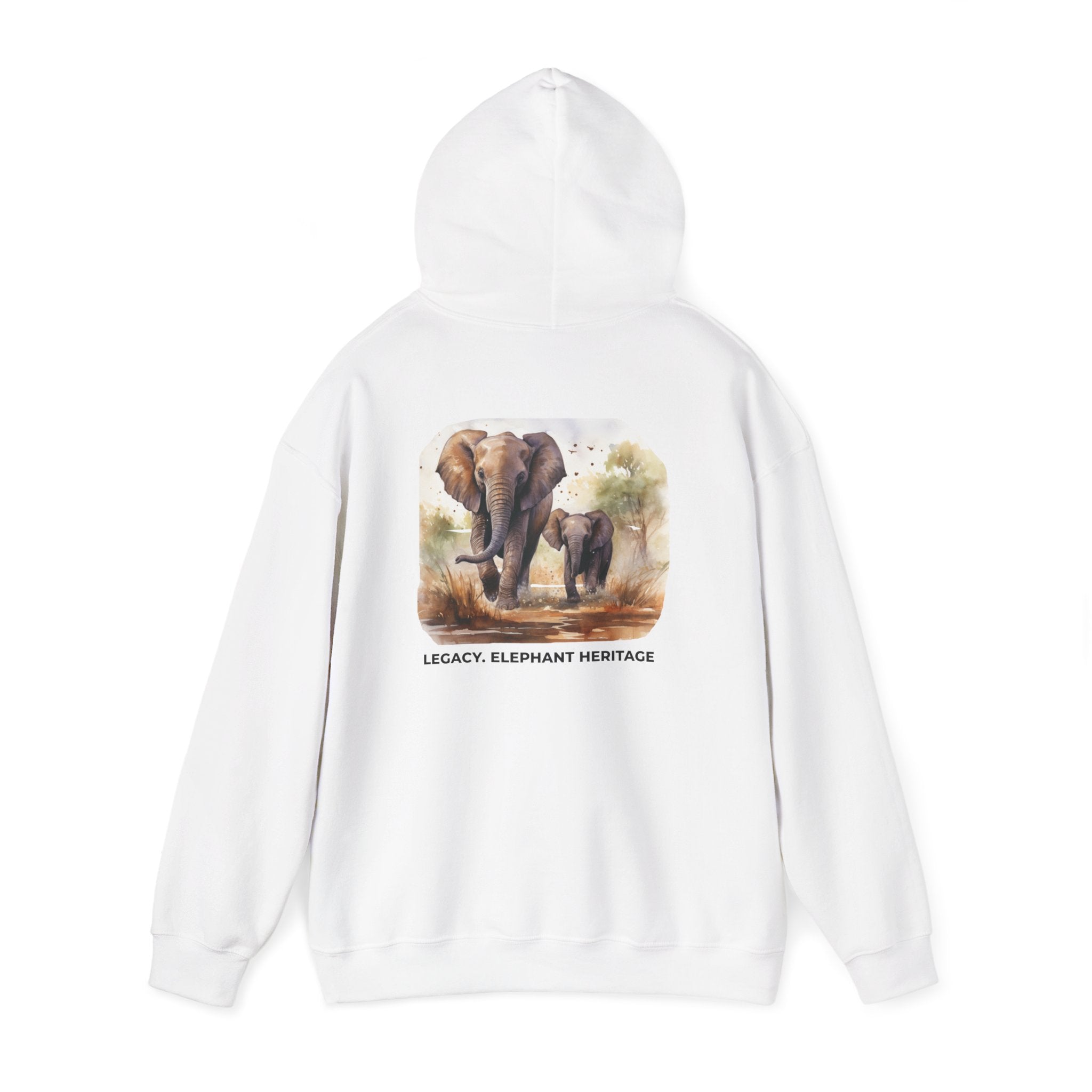 Elephant Heritage Hoodie — Wildlife Mom & Calf Graphic Sweatshirt