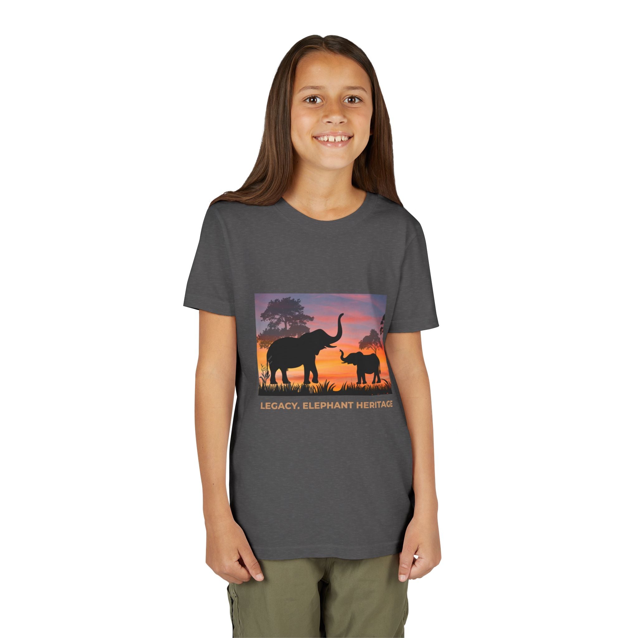Youth Elephant Sunset Tee — 'Legacy, Love & Heritage' Kids Shirt
