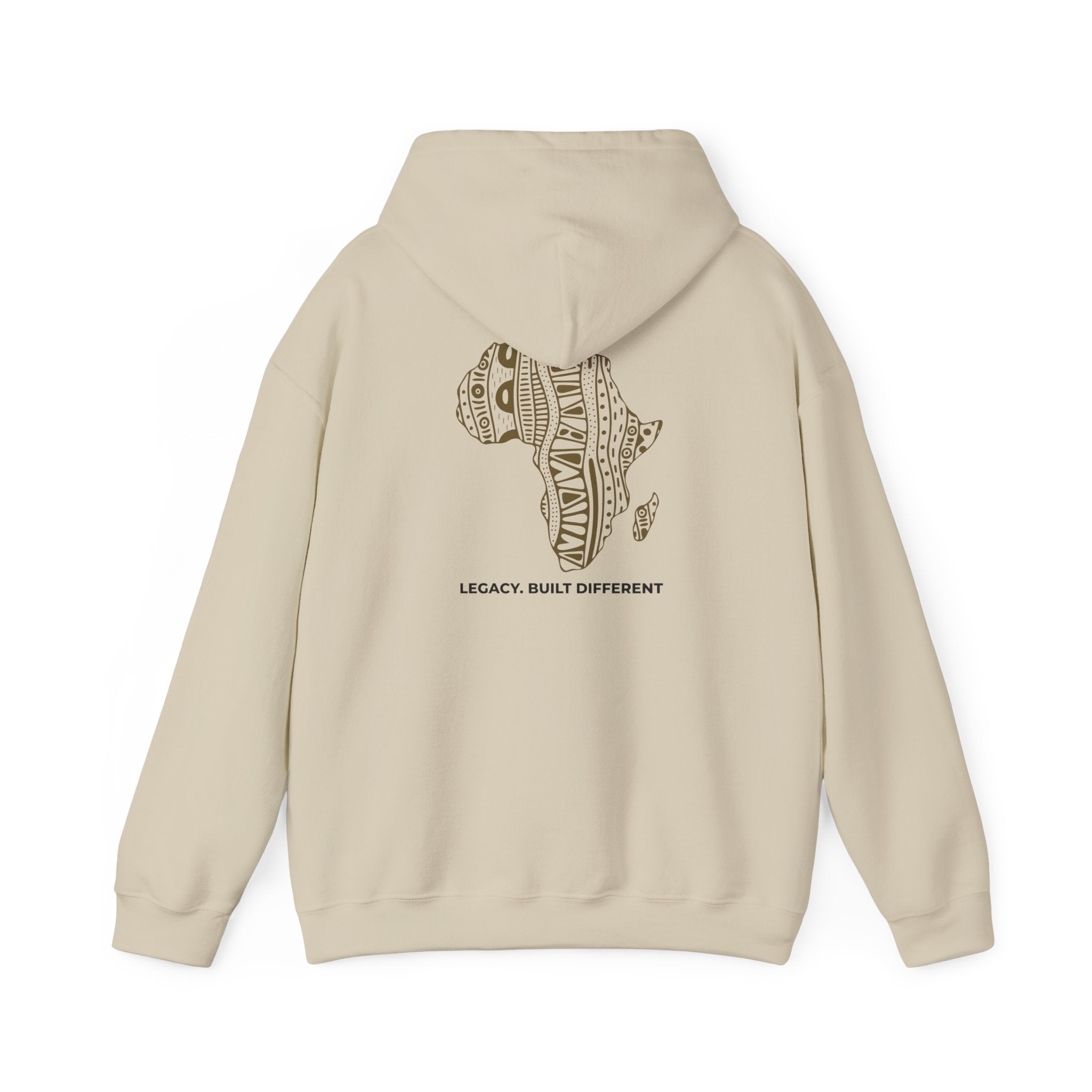 Africa Pattern Hoodie — "Legacy. Built Different." Graphic Sweatshirt