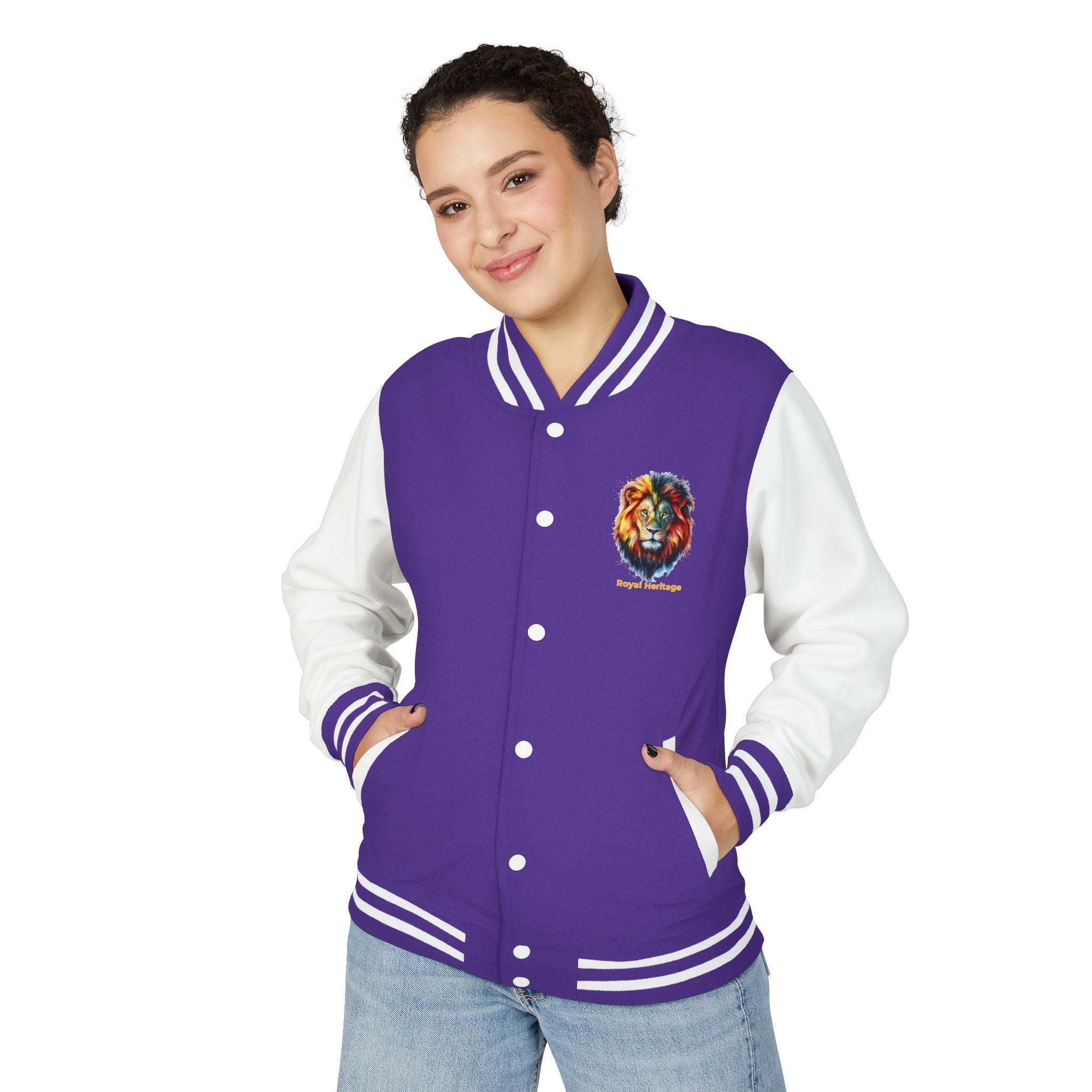 Lion Graphic Letterman Jacket — "Royal Heritage" Varsity Jacket
