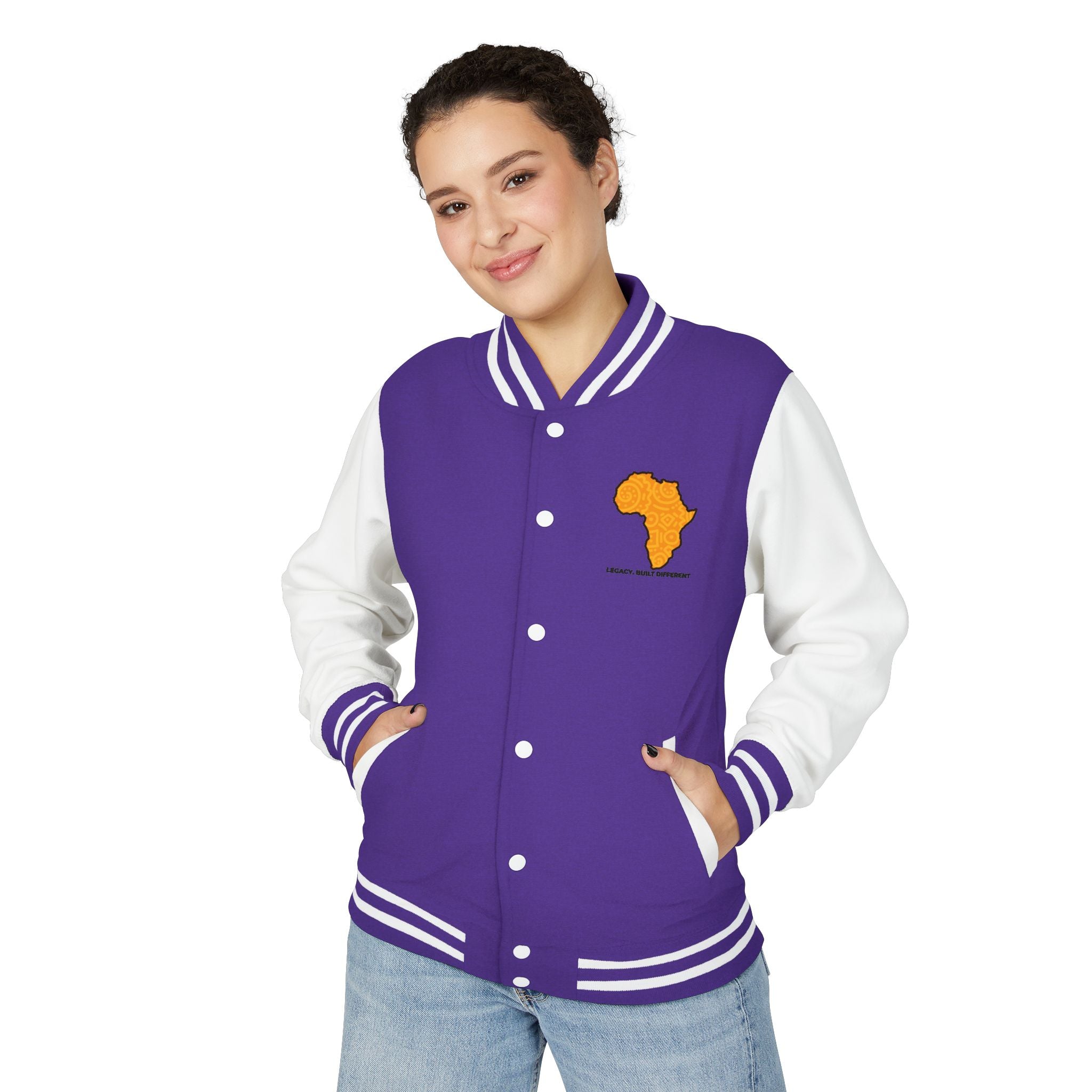 Africa Pattern Letterman Jacket — "Legacy. Built Different" Varsity Coat