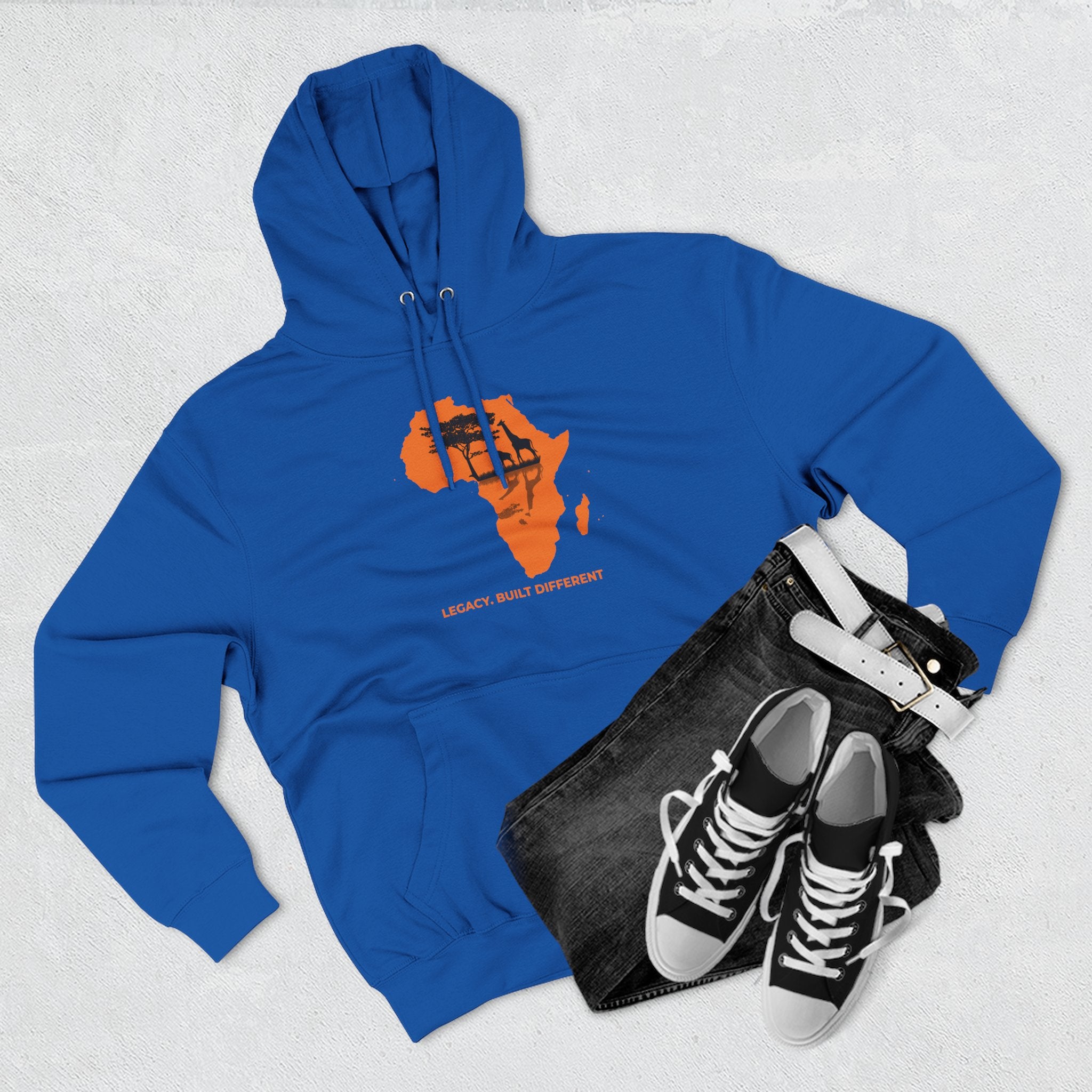 Africa Silhouette Hoodie — 'Legacy: Built Different' Graphic Pullover