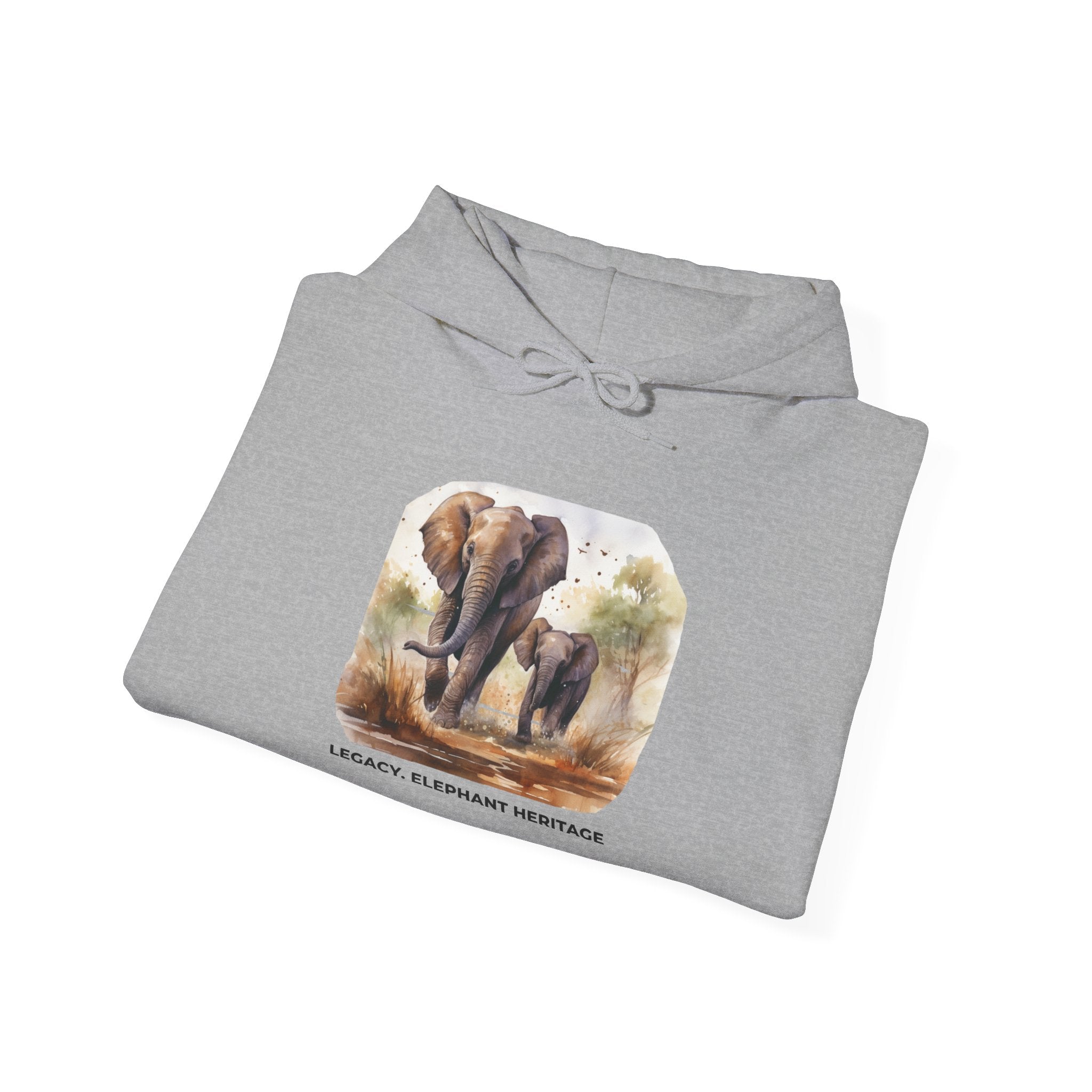 Elephant Heritage Hoodie — Wildlife Mom & Calf Graphic Sweatshirt