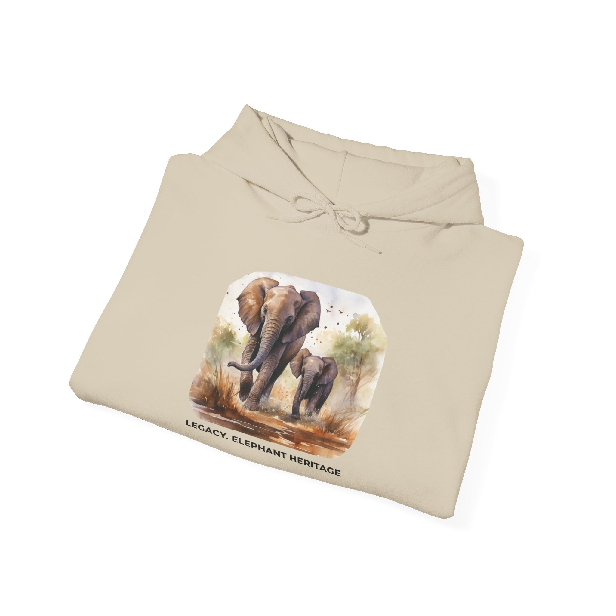 Elephant Heritage Hoodie — Wildlife Mom & Calf Graphic Sweatshirt