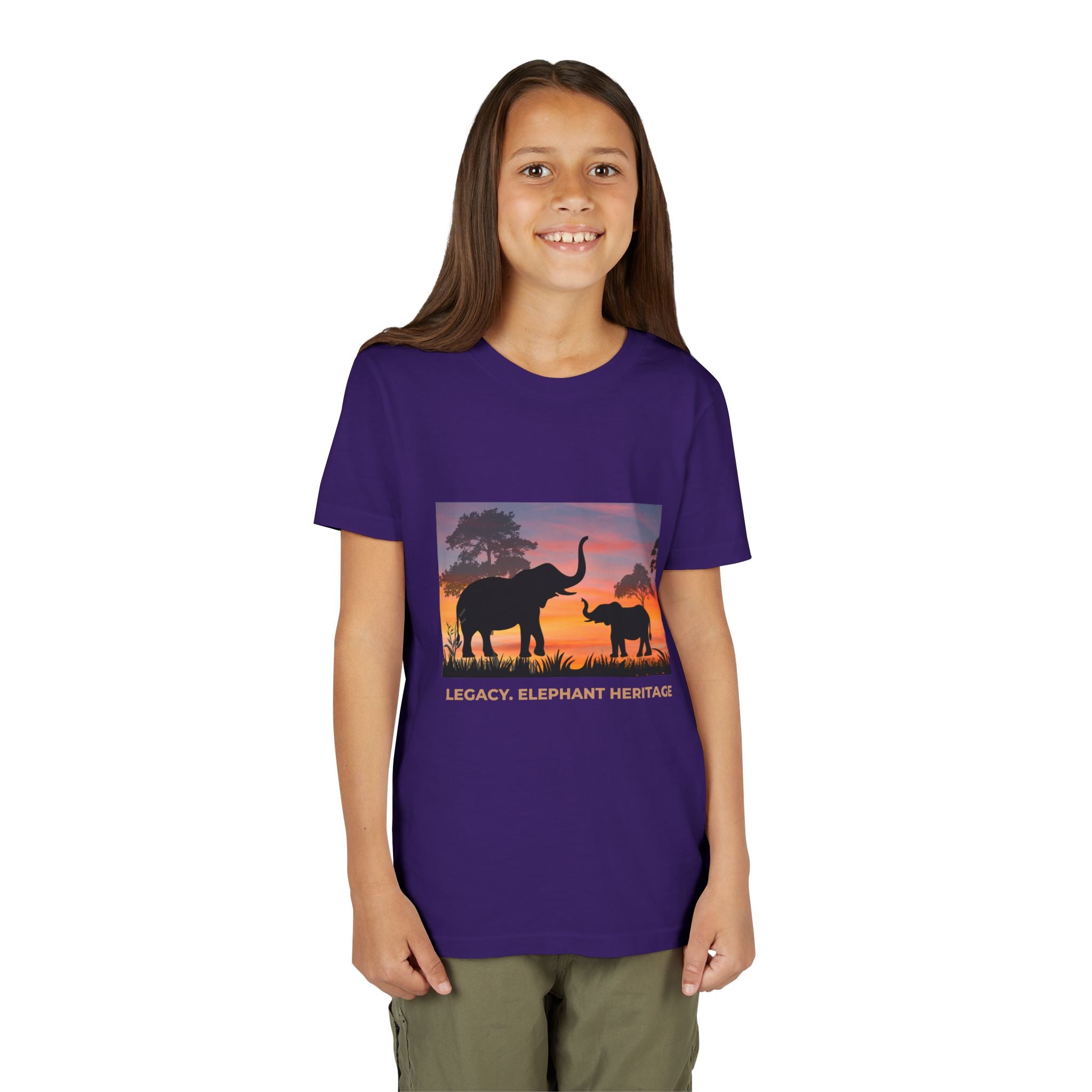 Youth Elephant Sunset Tee — 'Legacy, Love & Heritage' Kids Shirt