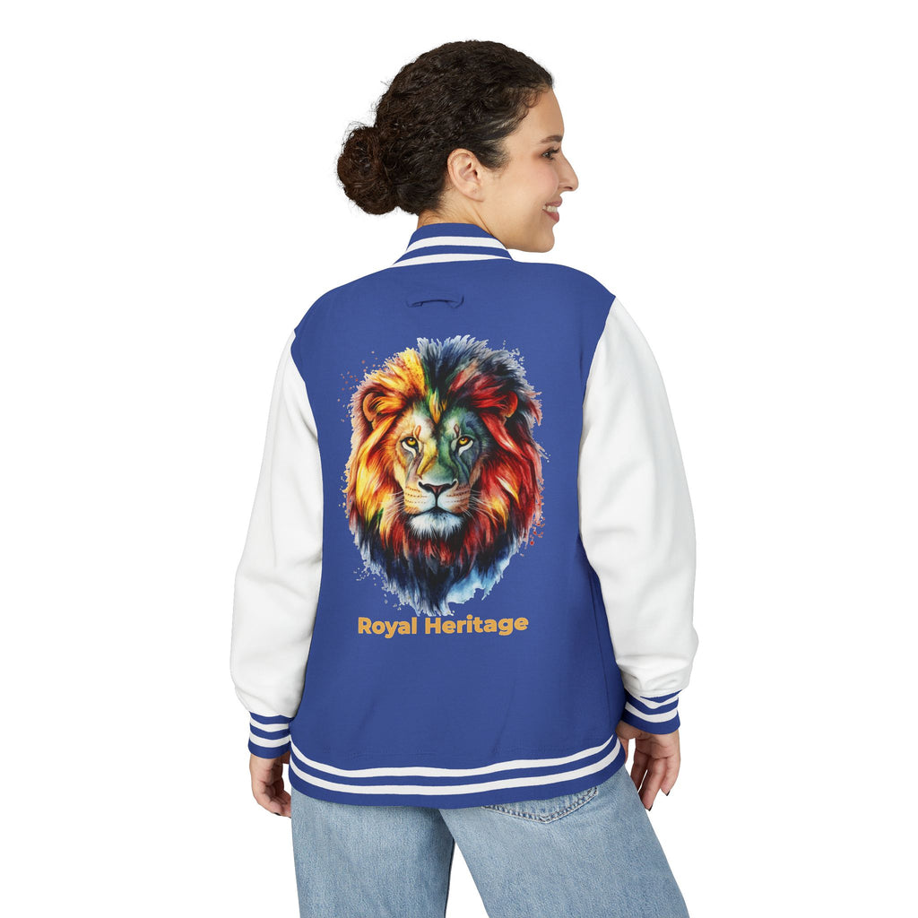 Lion Graphic Letterman Jacket — "Royal Heritage" Varsity Jacket