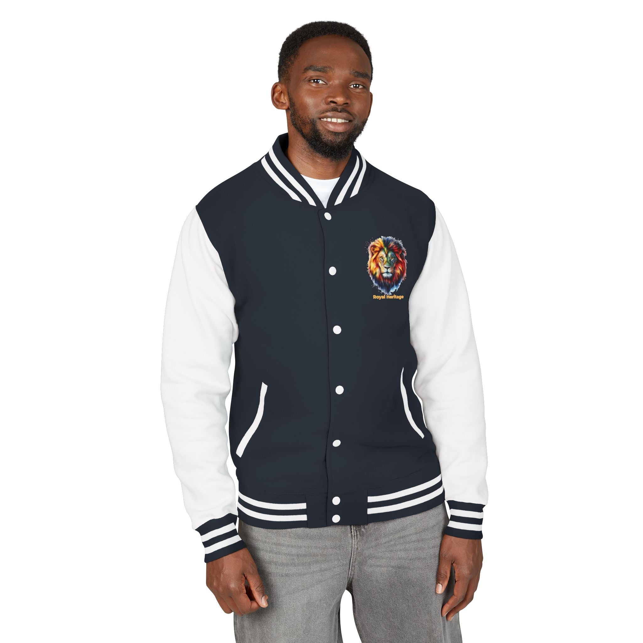 Lion Graphic Letterman Jacket — "Royal Heritage" Varsity Jacket