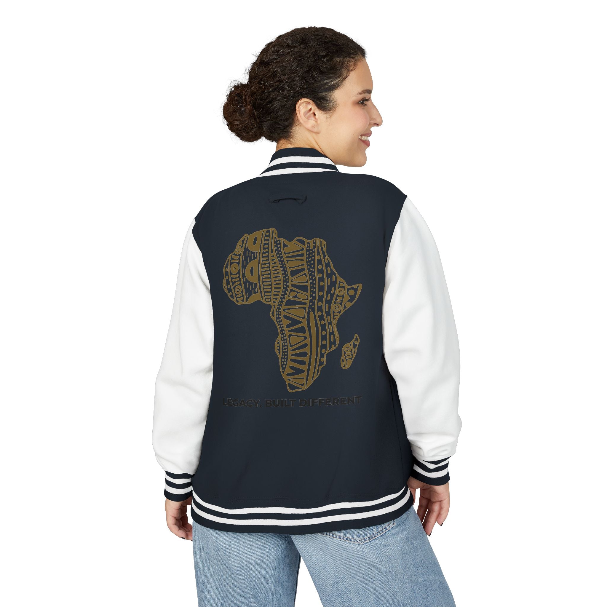 Letterman Jacket — African Pattern Map "Legacy. Built Different"