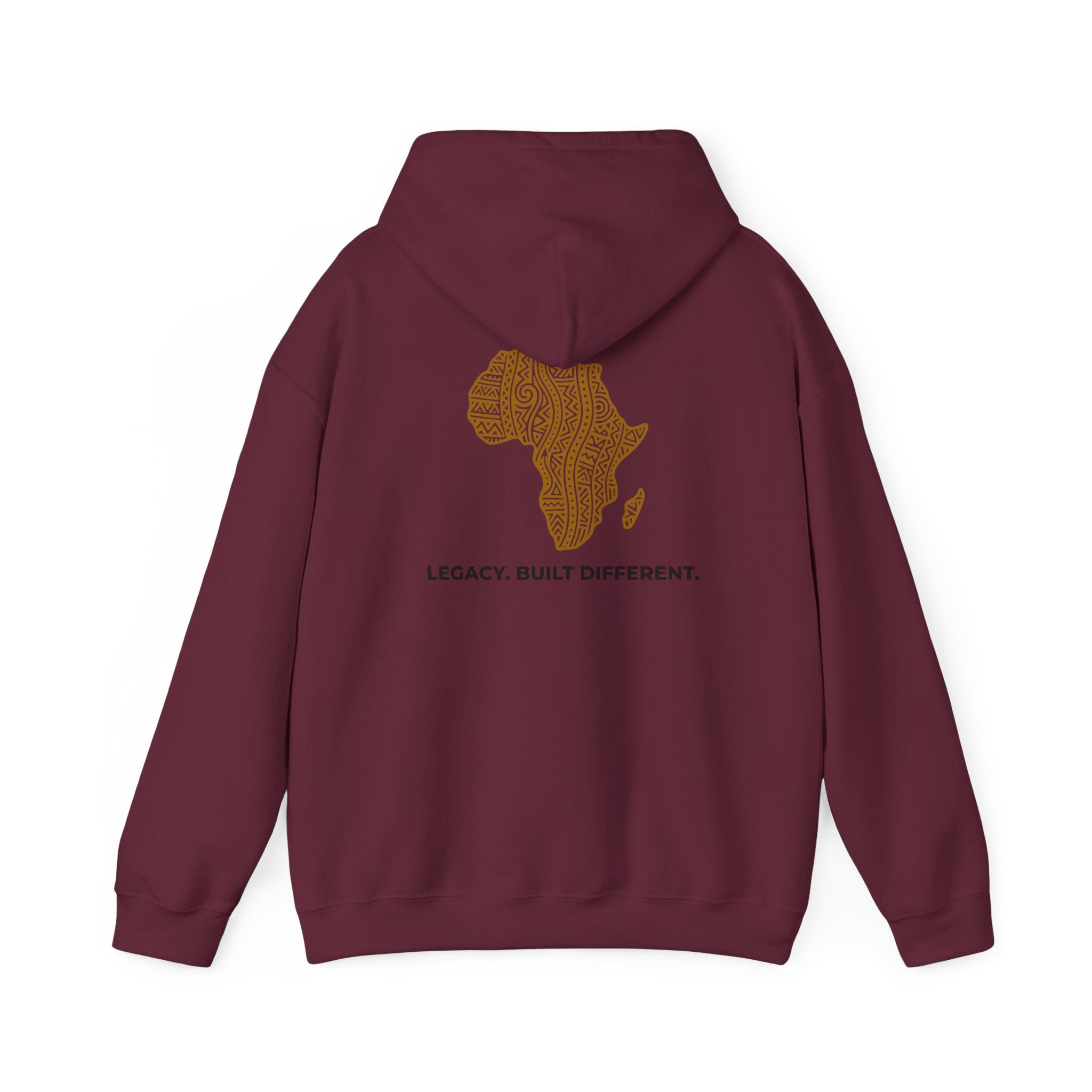 Africa Map Hoodie — 'Legacy. Built Different.' Cultural Pattern Pullover